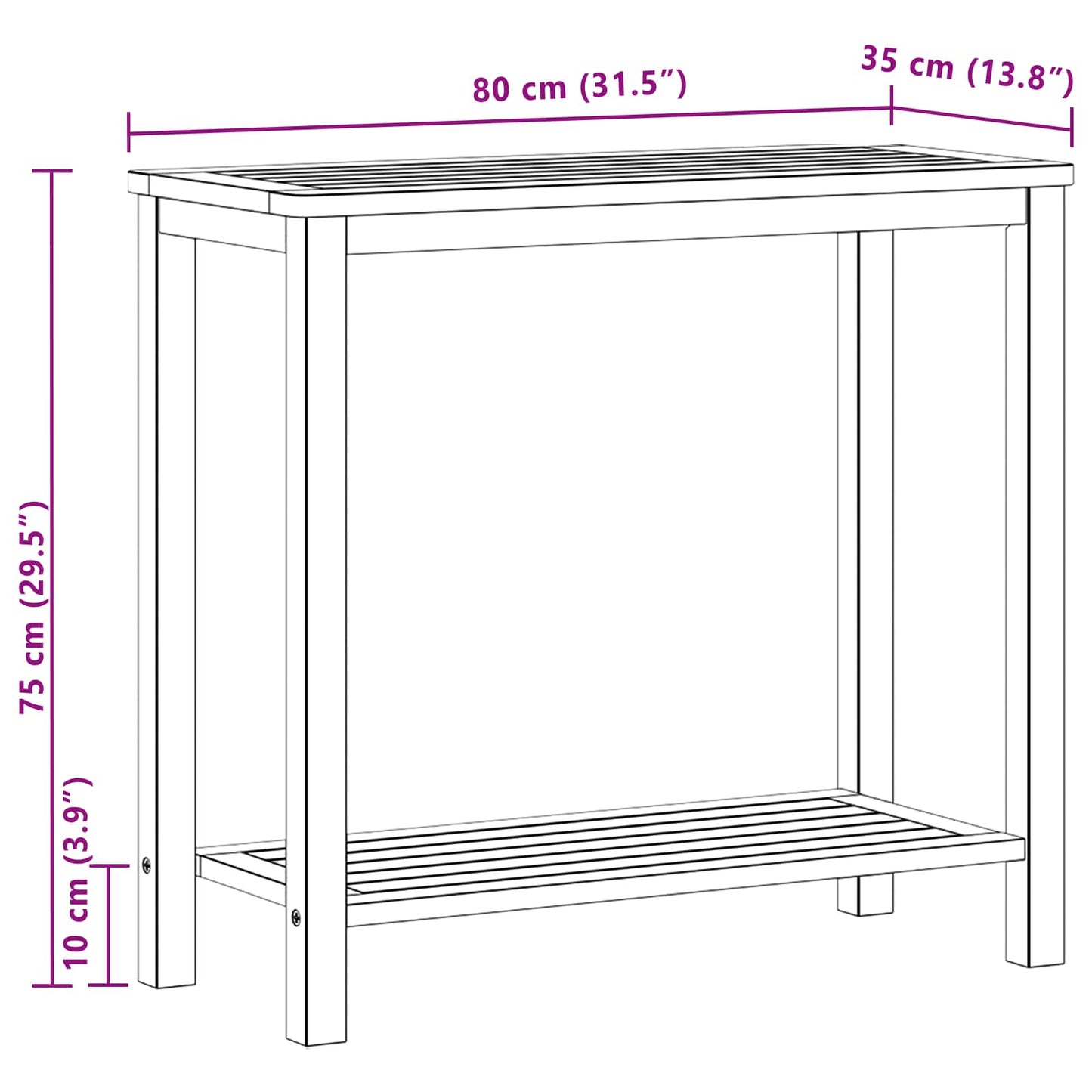 Have Konsol Bord Lys akacie 80 x 35 x 75 cm Massivt Akacietræ