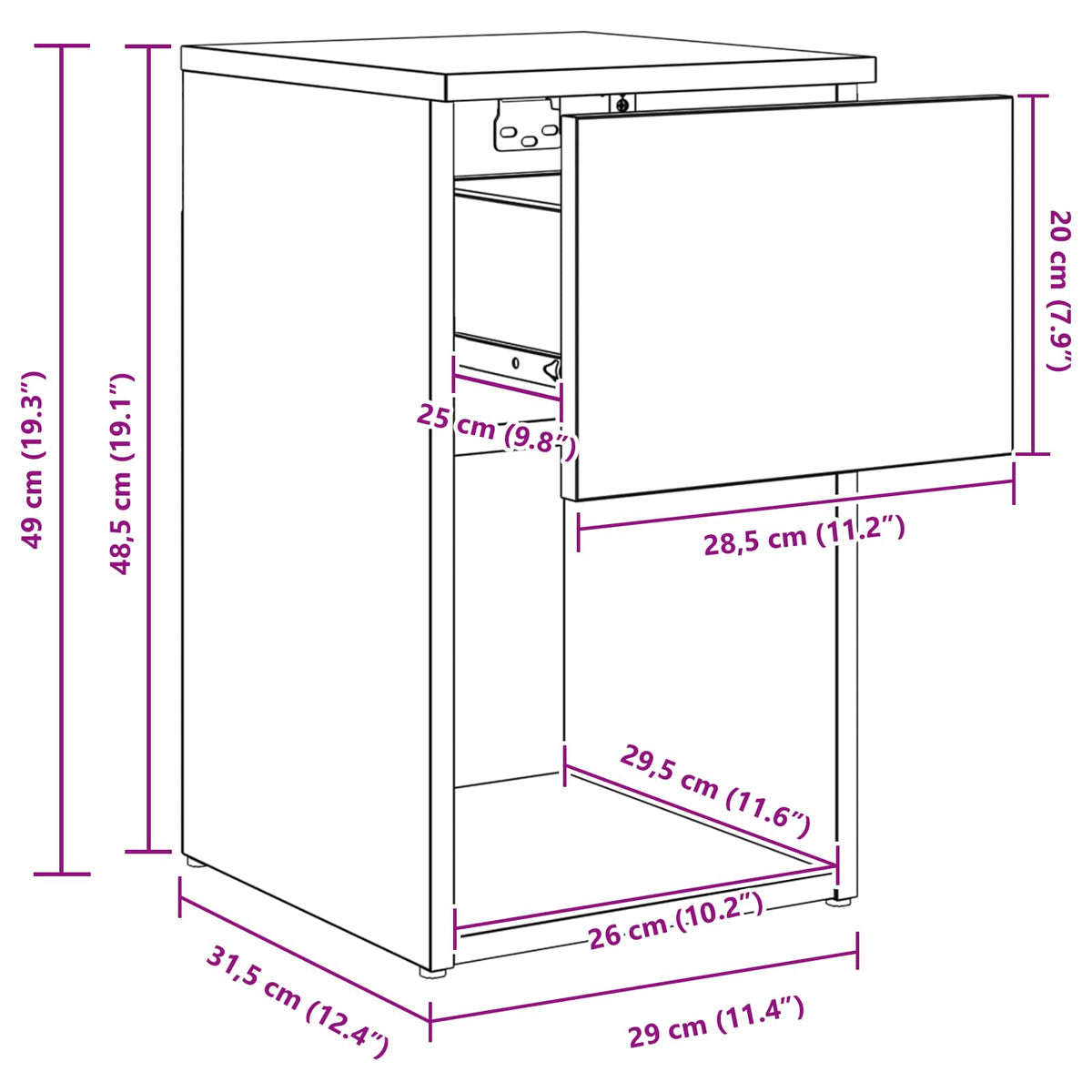 Sengeskab Gammelt træ 29 x 31,5 x 49 cm Konstrueret træ