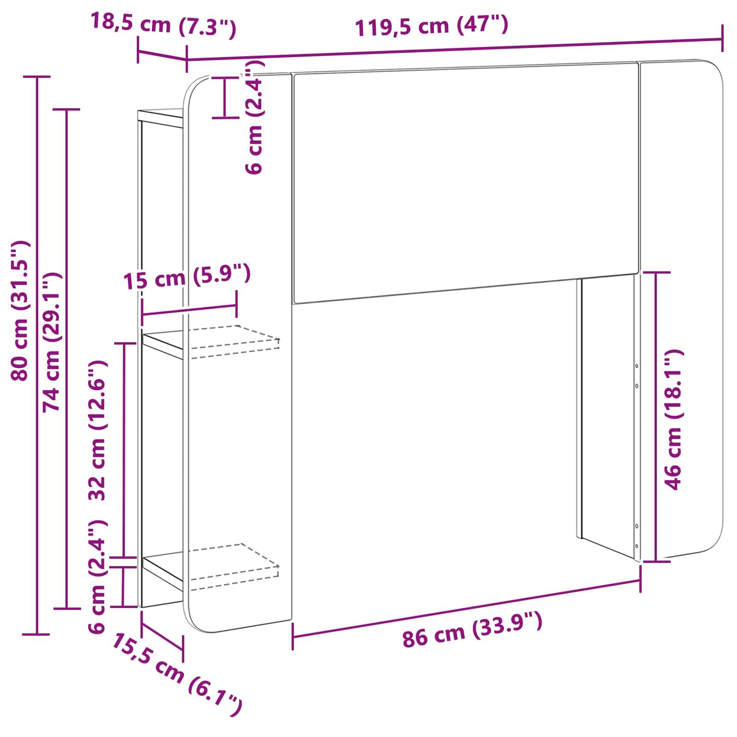 Hovedgærde Skab med opbevaring Sort Konstrueret træ