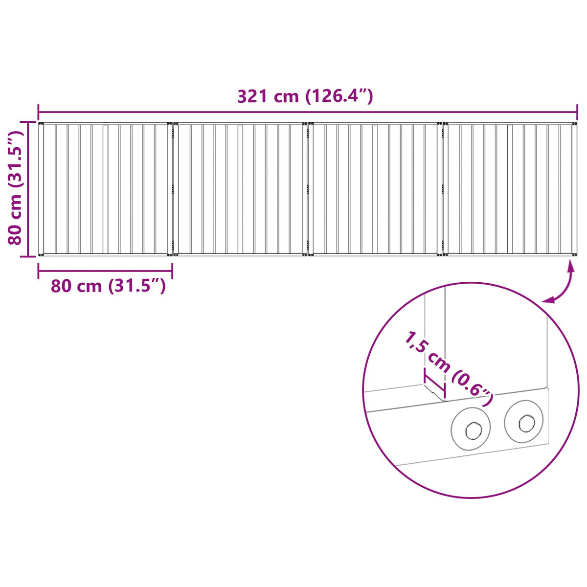 Hundedør 4 stk. Sort 80 x 80 cm Galvaniseret stål