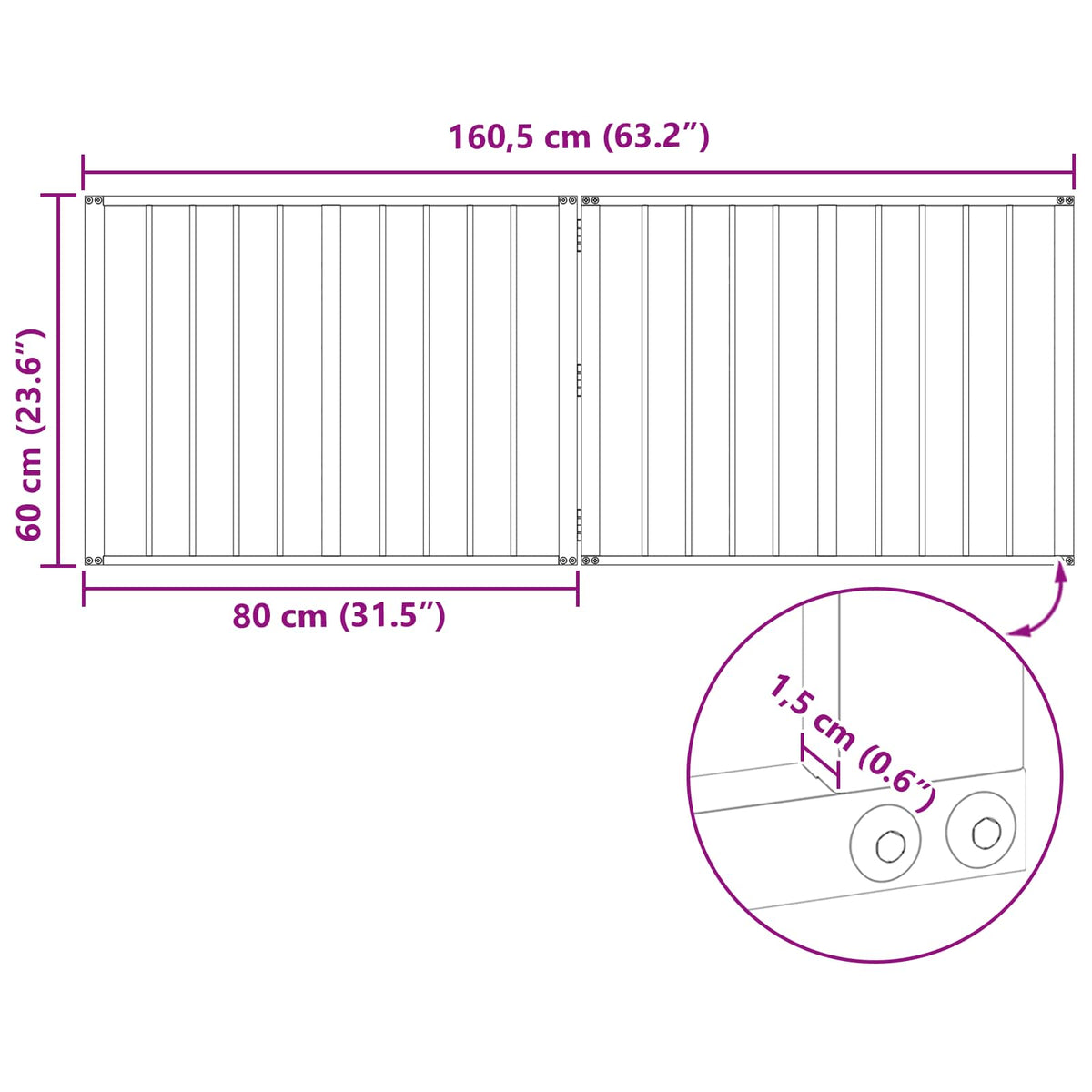 Hundedør 2 stk. Sort 80 x 60 cm Galvaniseret stål