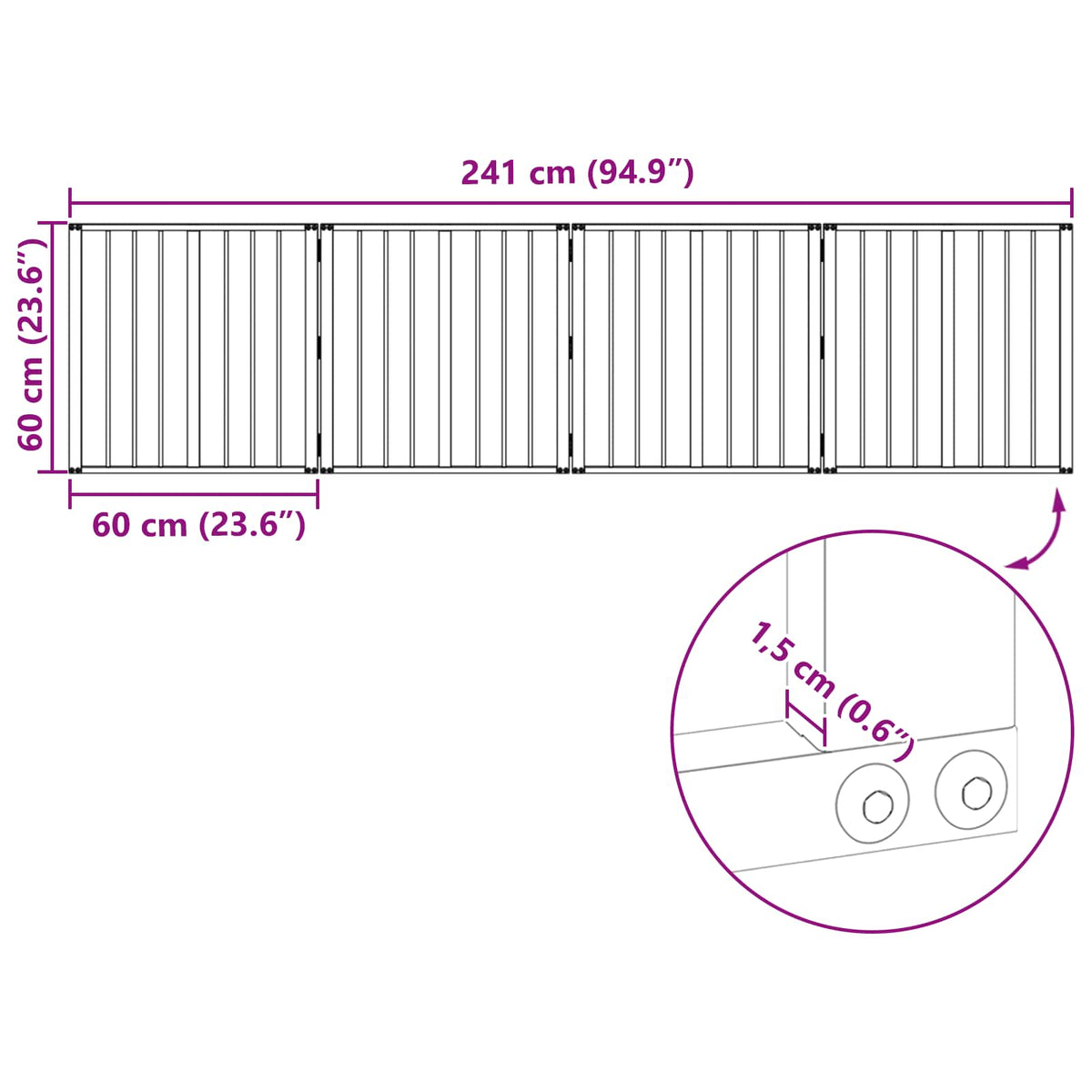 Hundedør 4 stk. Sort 60 x 60 cm Galvaniseret stål