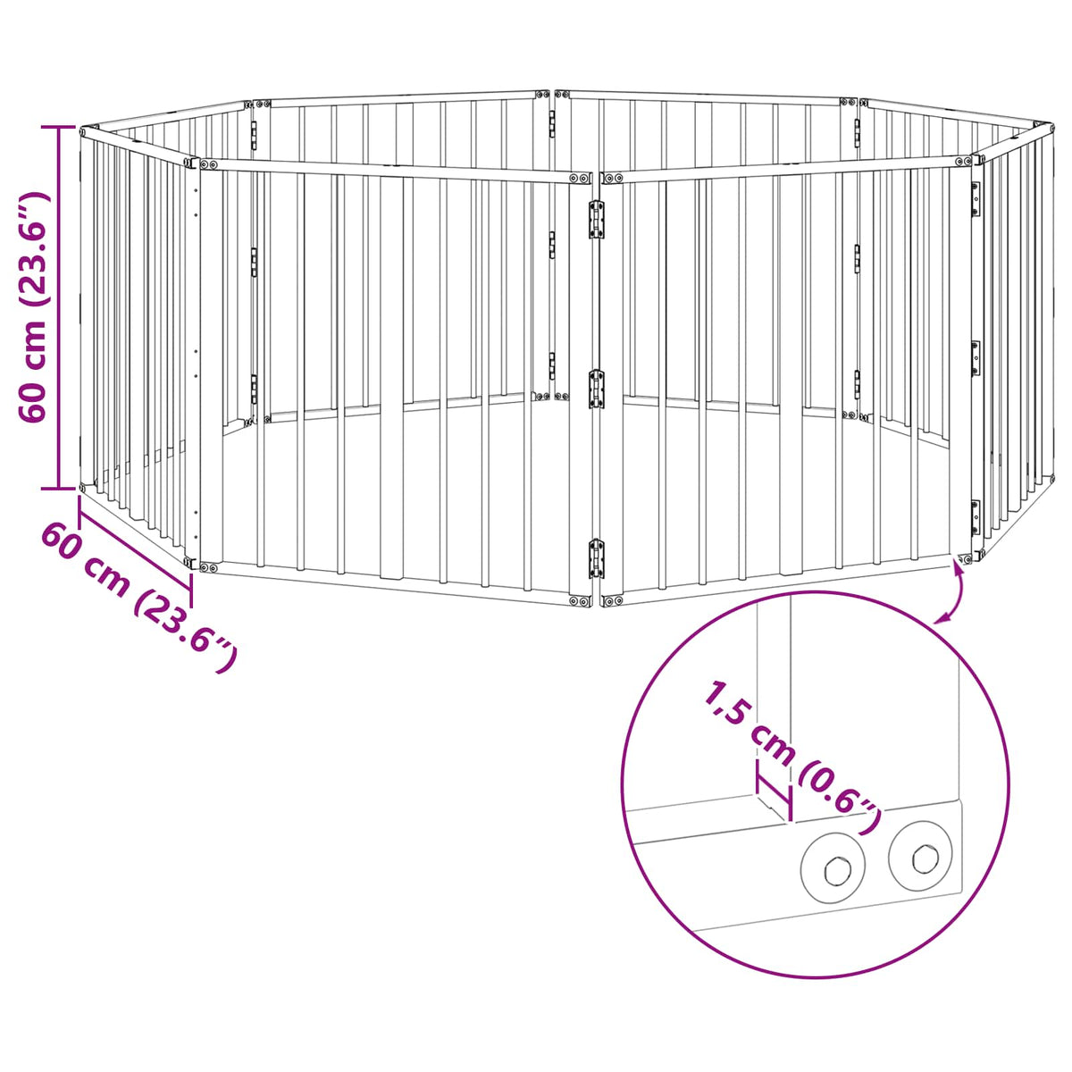 Hundedør 8 stk. Sort 60 x 60 cm Galvaniseret stål
