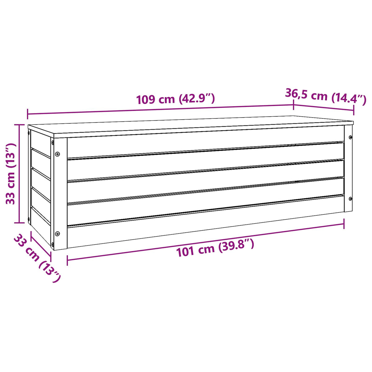 Opbevaringskasse Voks brun 109 x 36,5 x 33 cm Massiv fyrretræ