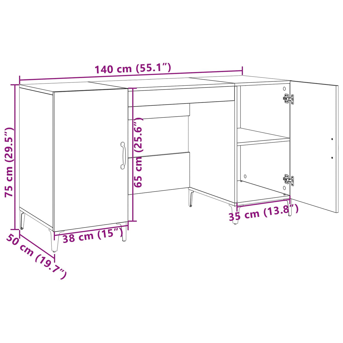 Bord Gammelt træ Konstrueret træ 140 x 50 x 75 cm