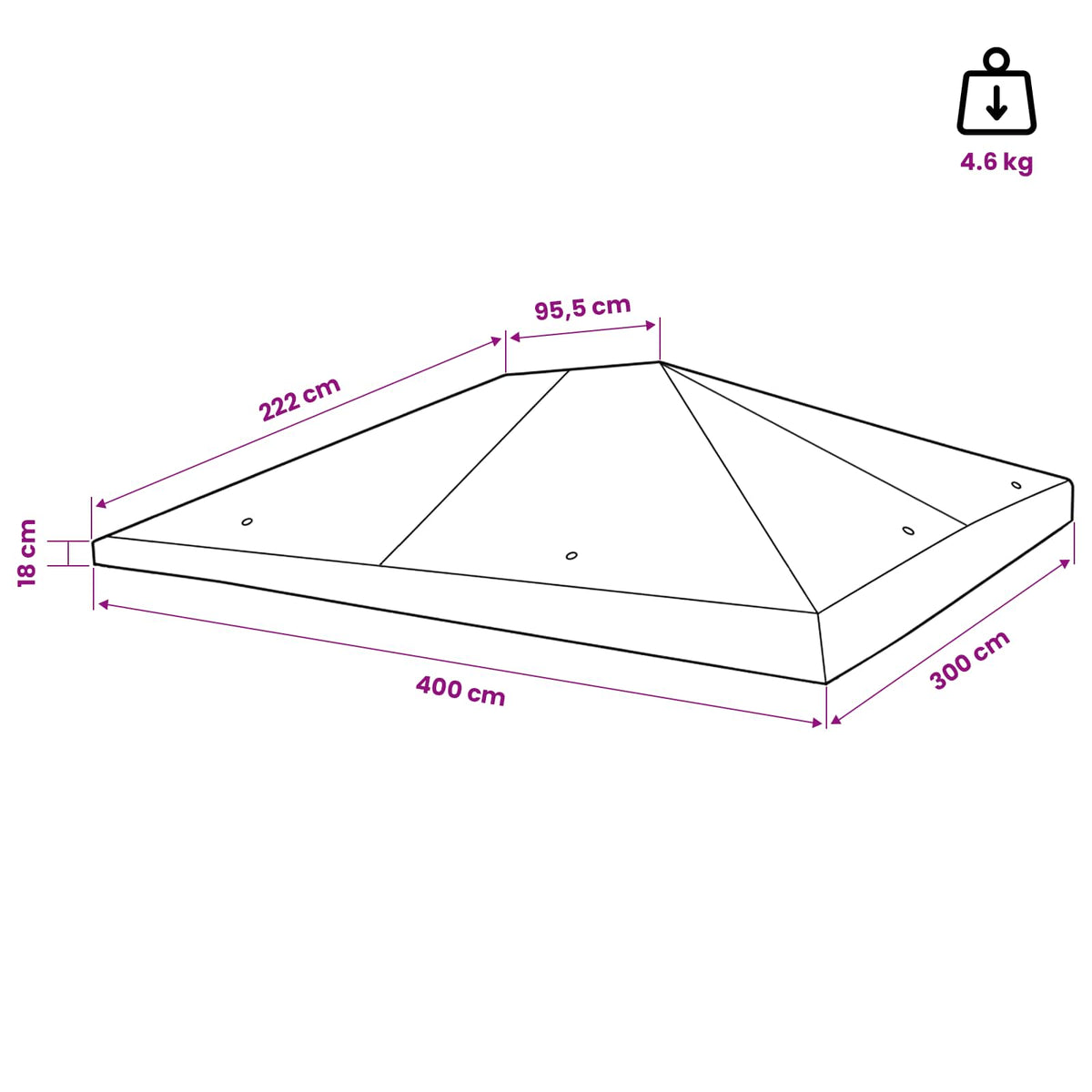 Gazebo Dække 300 x 400 cm Blå