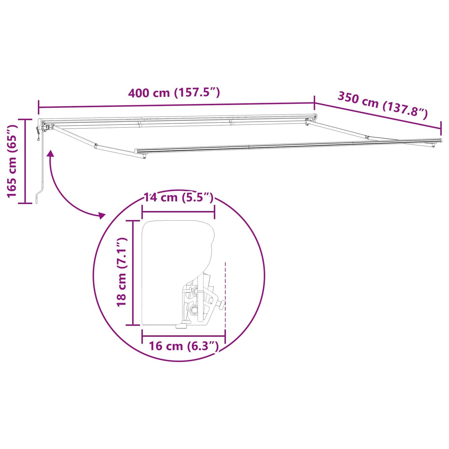 Elektrisk Utrækkelig Markise Orange, Sort og Gul 4 × 3,5 m