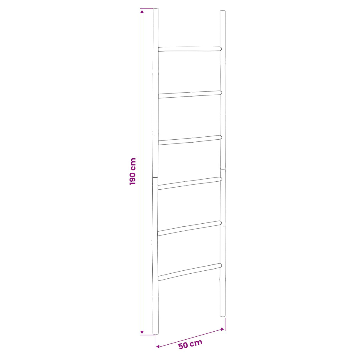 Tæppe Stige Sort 50 x 190 cm Bambus