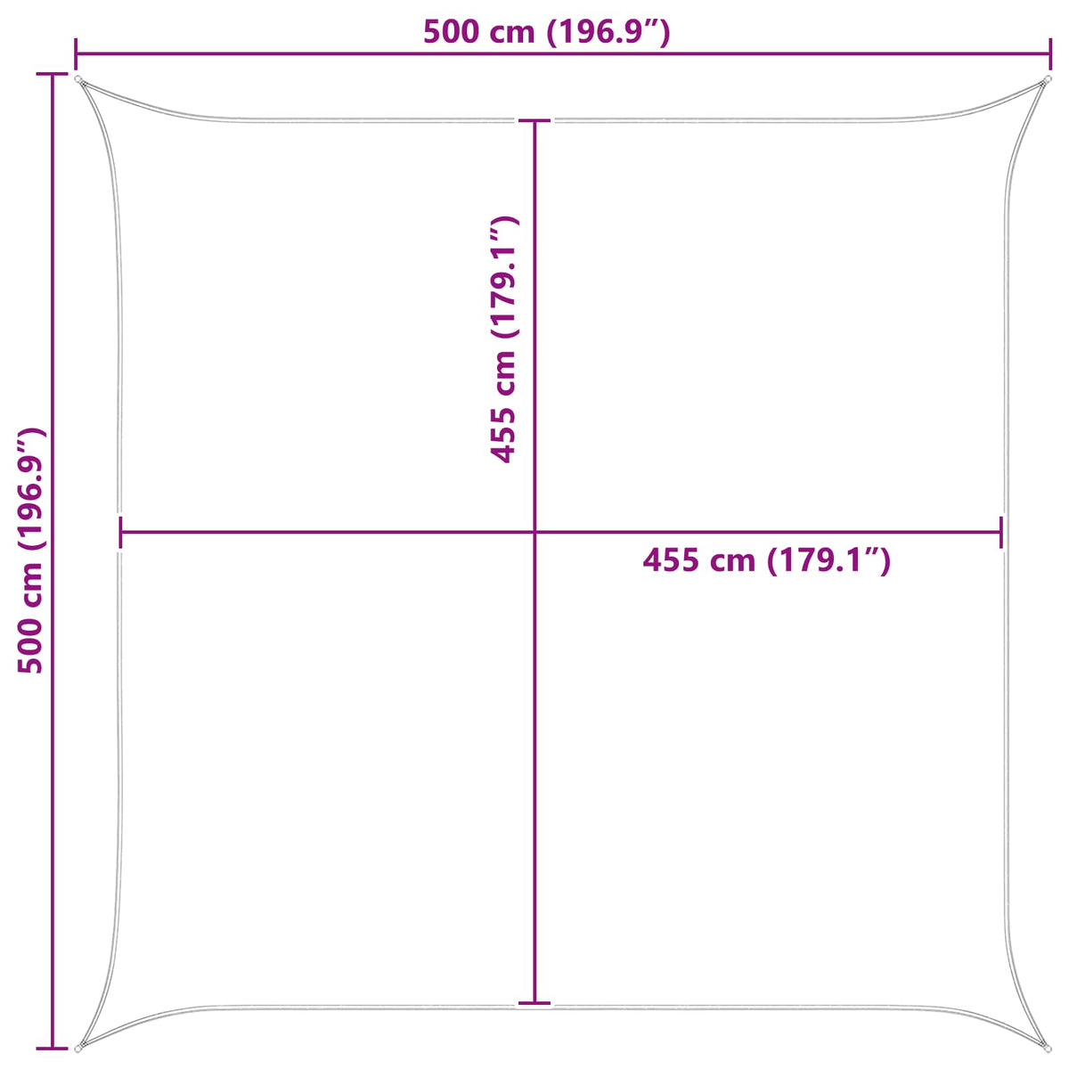 Solskygge sejl 5 x 5 m 100% polyester Oxford Firkantet