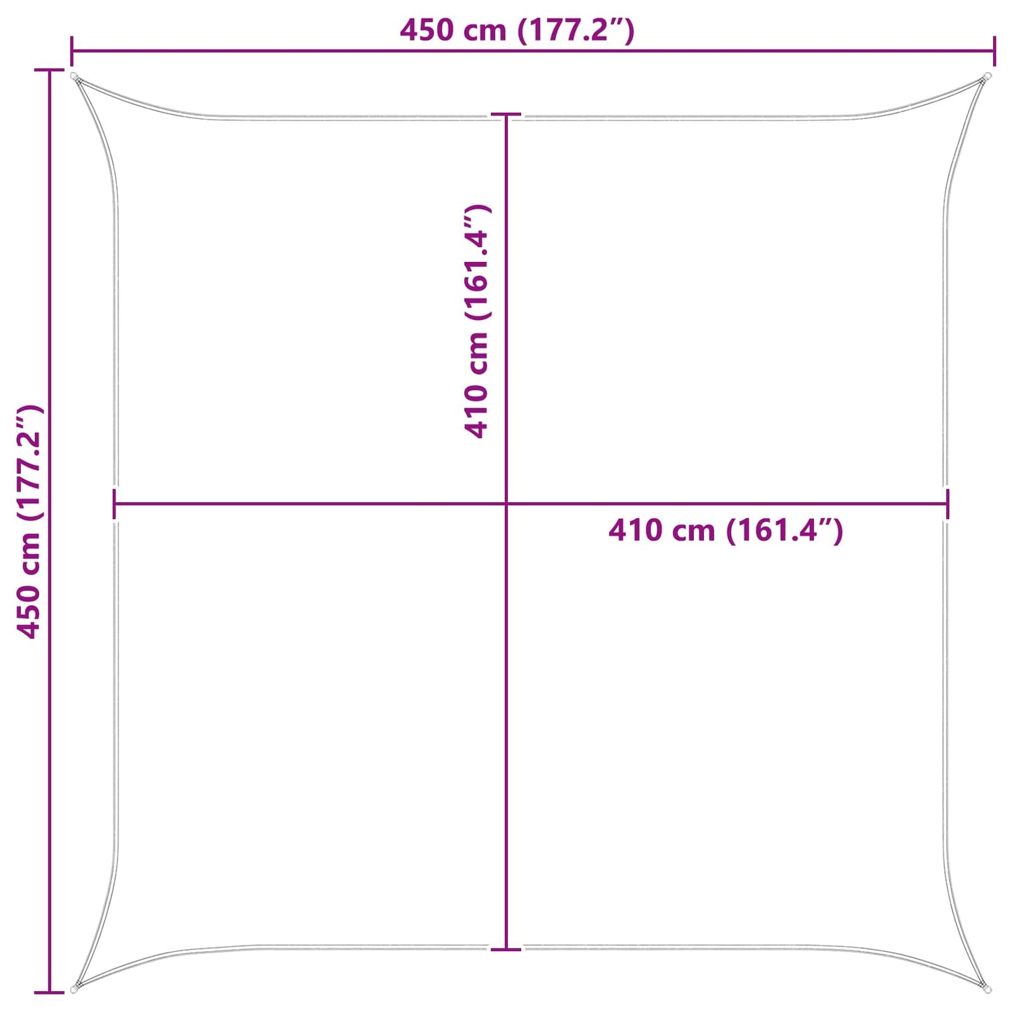 Solskygge sejl 4,5 x 4,5 m 100% polyester Oxford Firkantet