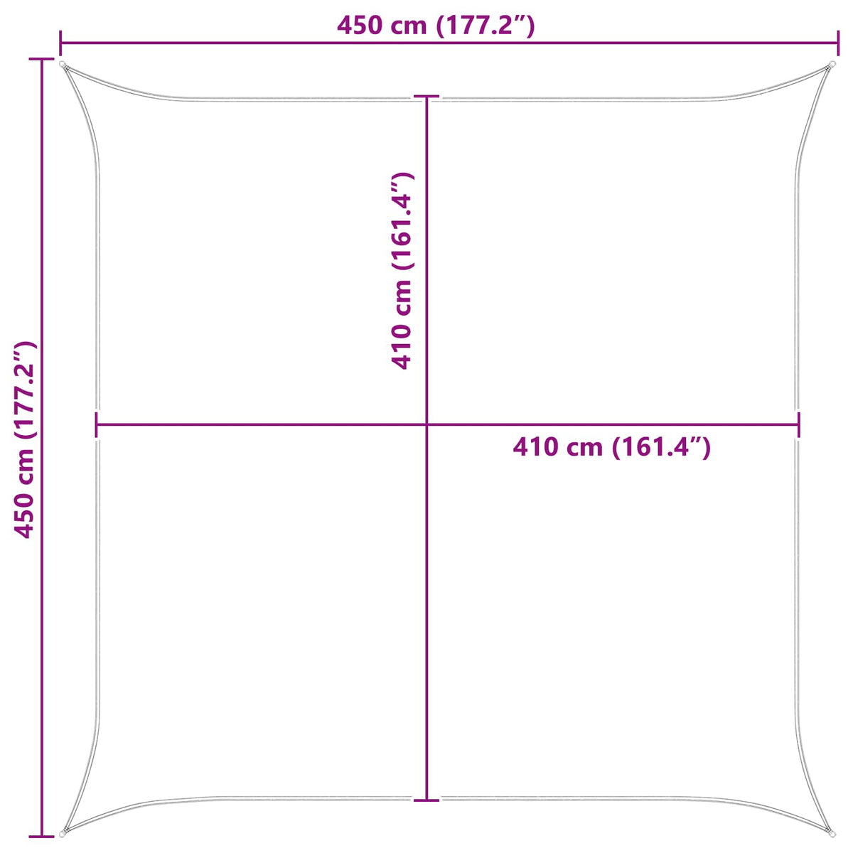 Solskygge sejl 4,5 x 4,5 m 100% polyester Oxford Firkantet