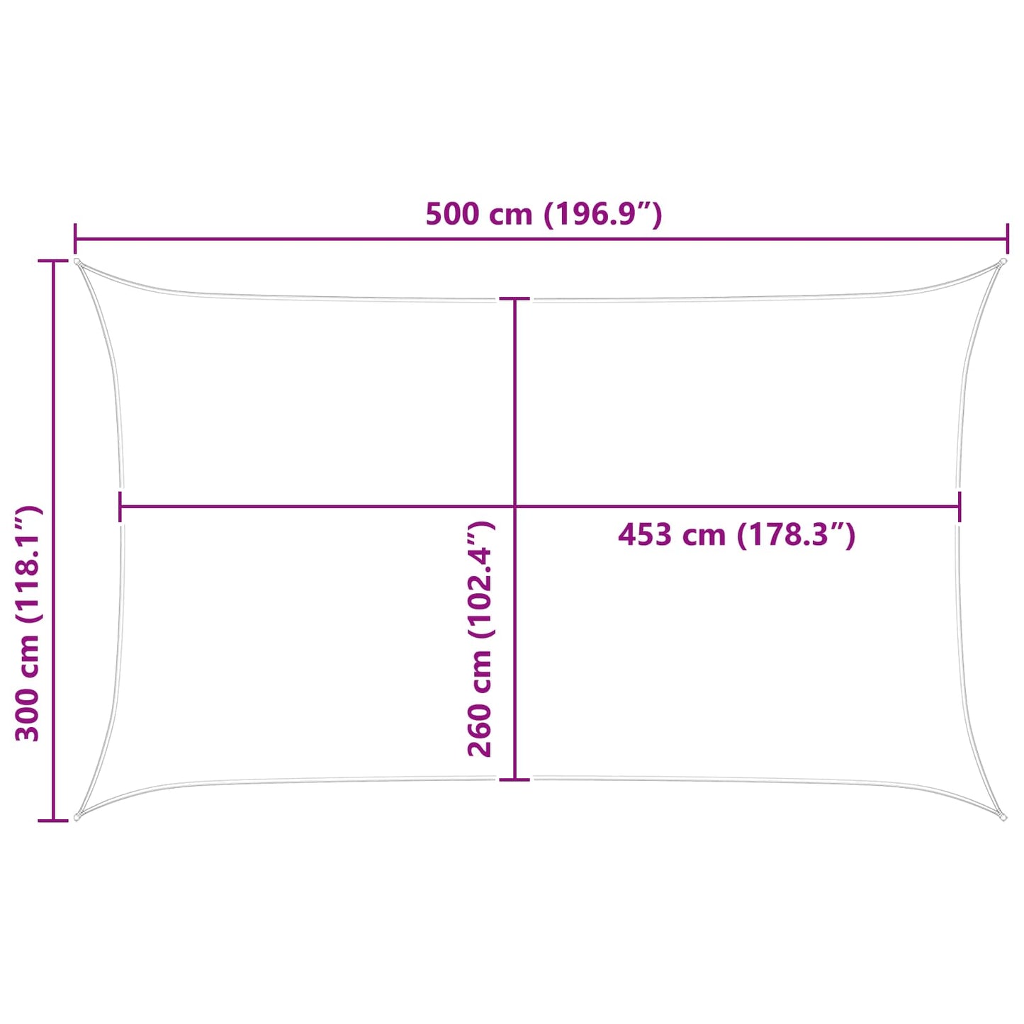 Solskygge sejl Blå og Hvid 3 x 5 m 100% polyester Oxford