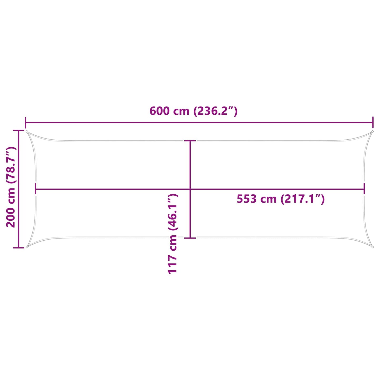 Solskygge sejl Lys Grå og Hvid 2 x 6 m 100% polyester Oxford