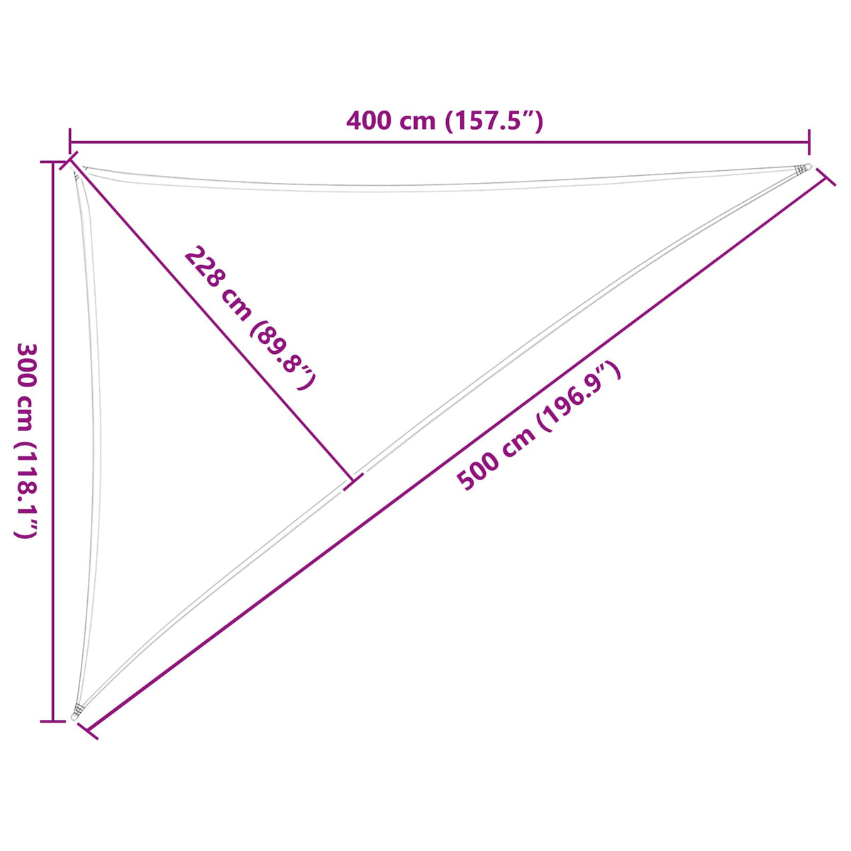 Solskygge sejl 3 x 4 x 5 m 100% polyester Oxford Trekantet