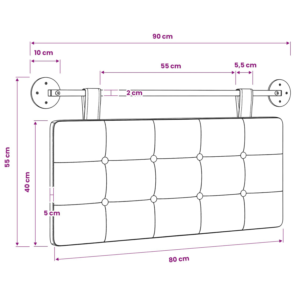 Hængende sengegavl Stof