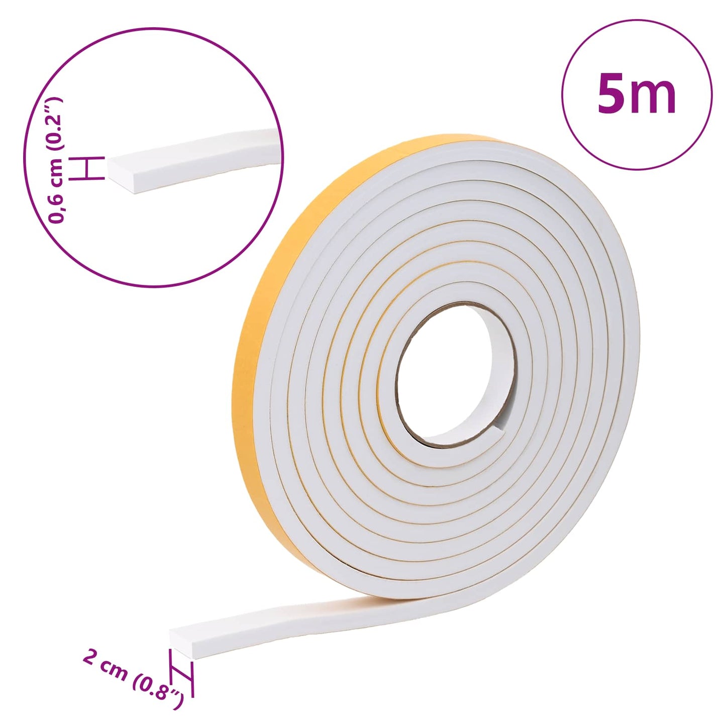 Selvklæbende skum tape 10 stk. Hvid 20mm x 5m CR Skum