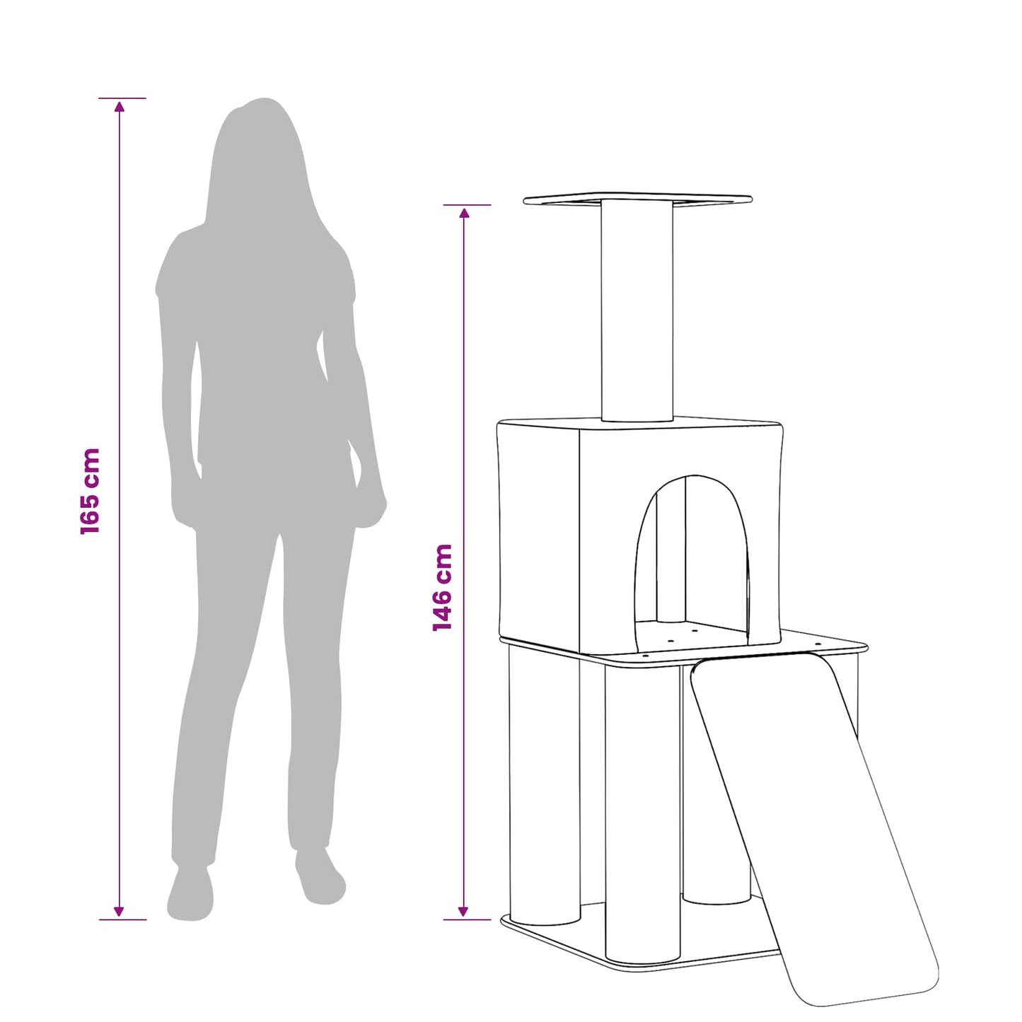 Kattetræ med sisal klatreposter Lysegrå 146 cm