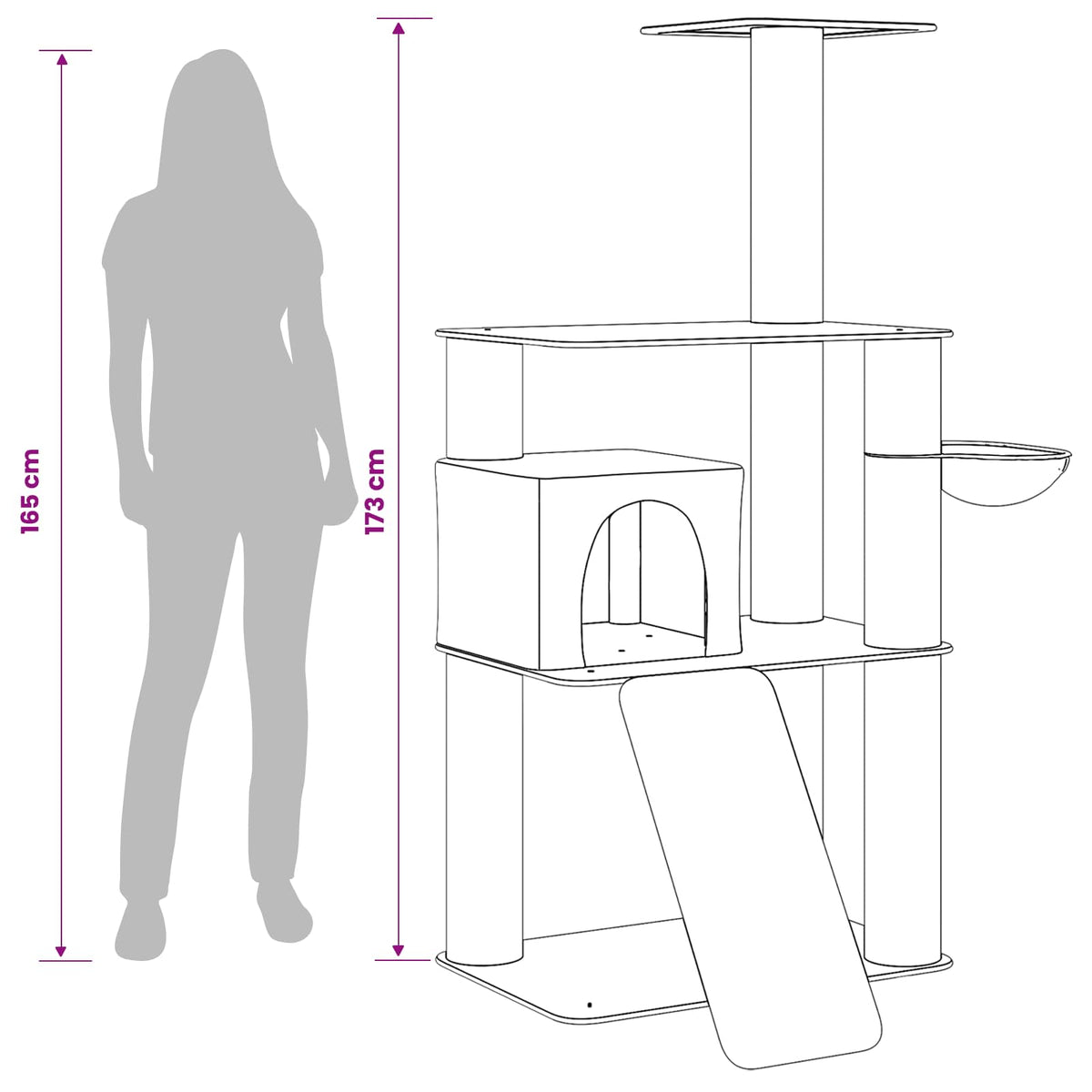 Kattetræ med sisal klatreposter Cremefarvet 173 cm