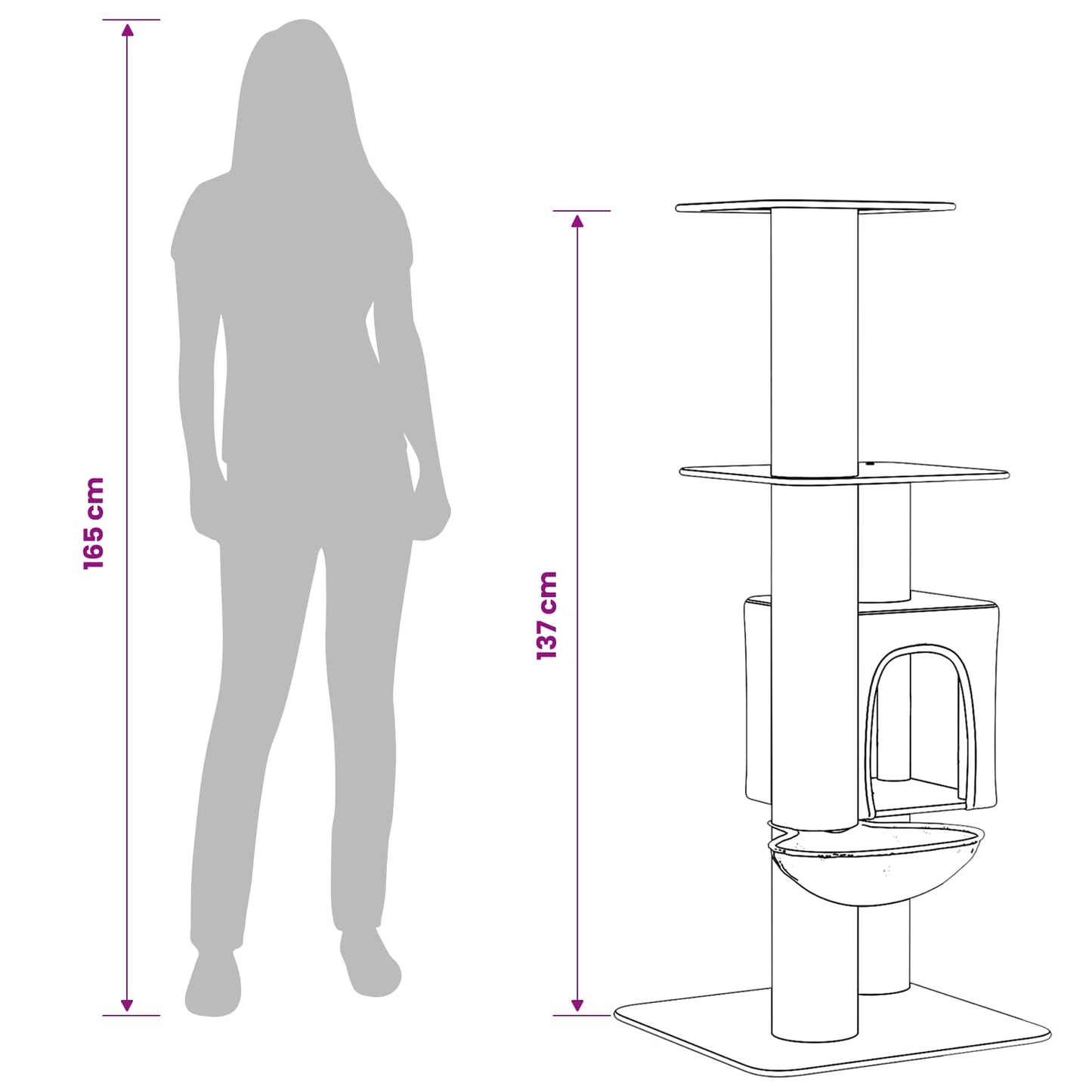 Kattetræ med sisal klatreposter Mørkegrå 137 cm