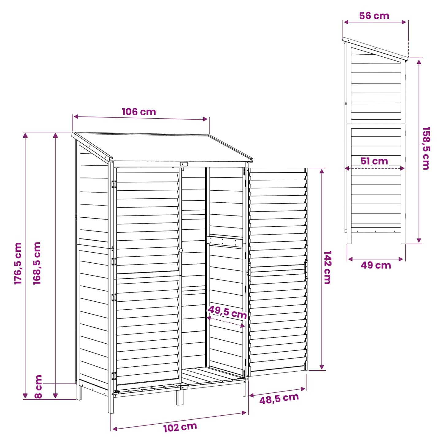 Have Skur Brun 106 x 56 x 176,5 cm Massivt Fyrretræ