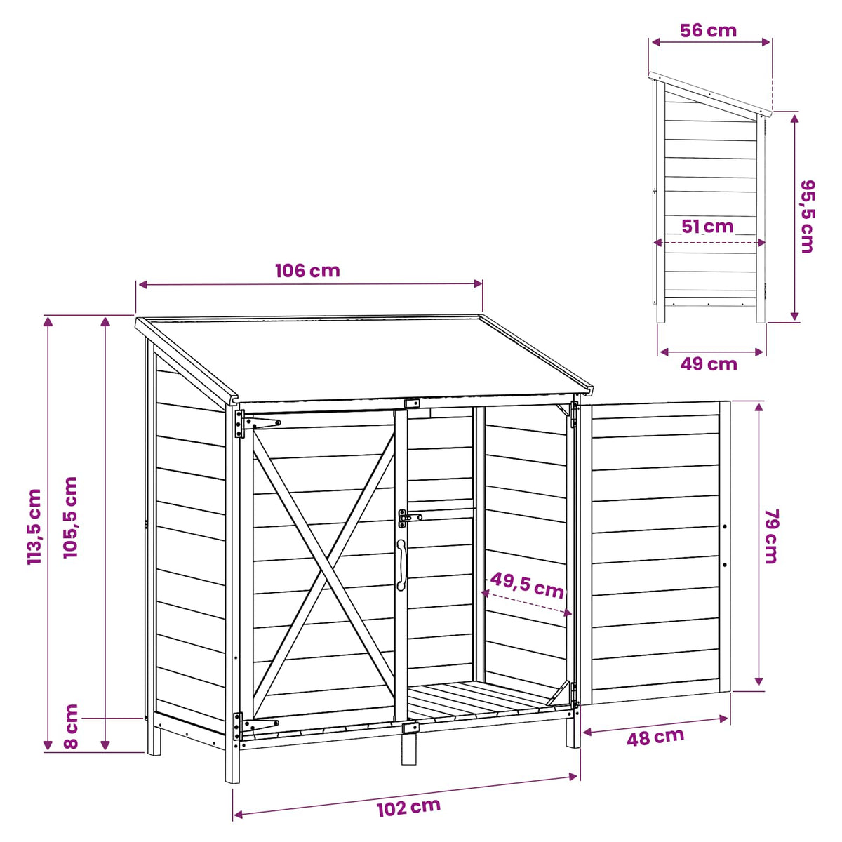 Have Skur Naturfarvet 106 x 56 x 113,5 cm Massivt Fyrretræ