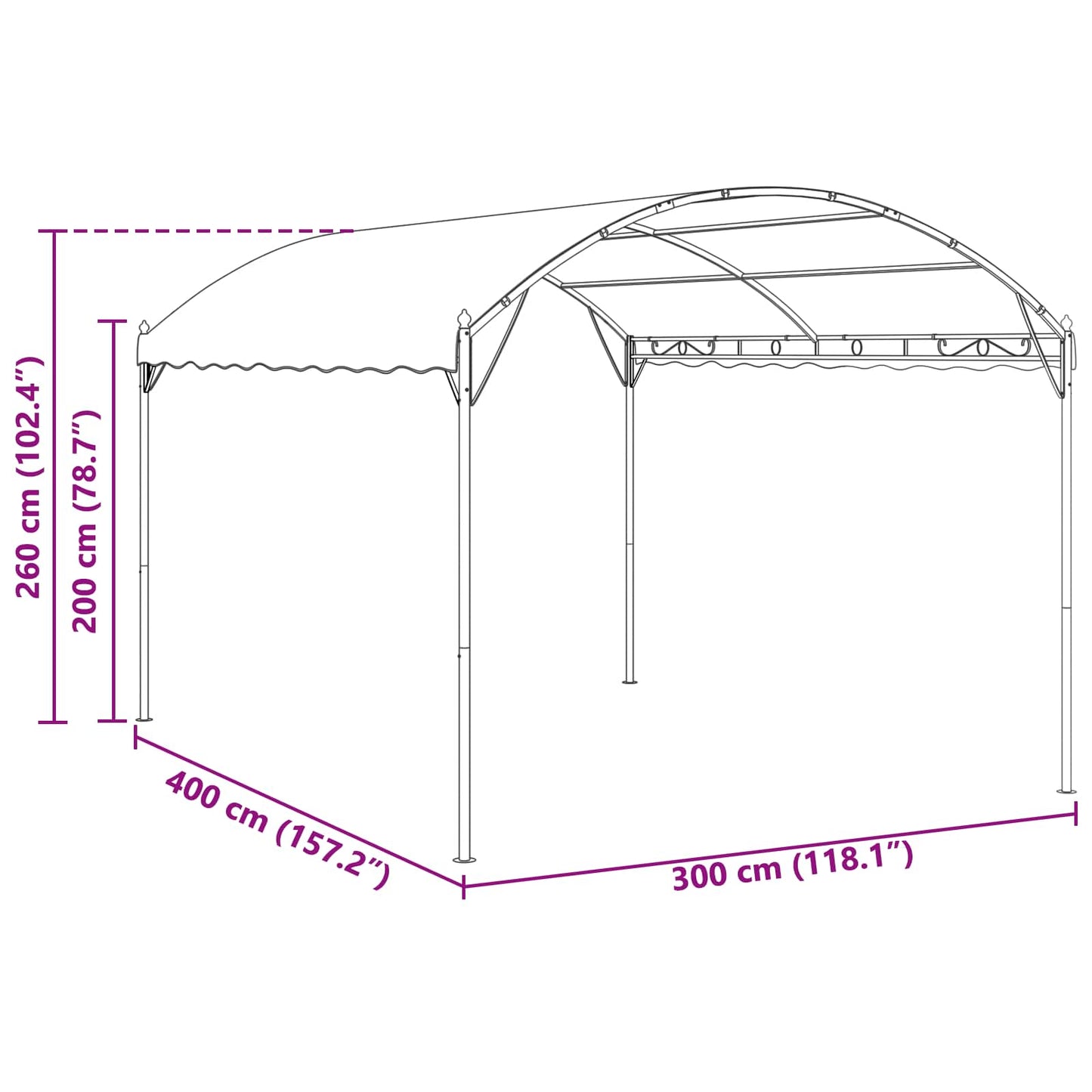Pavillon 4 x 3 x 2,6 m Grøn Polyester og Stål