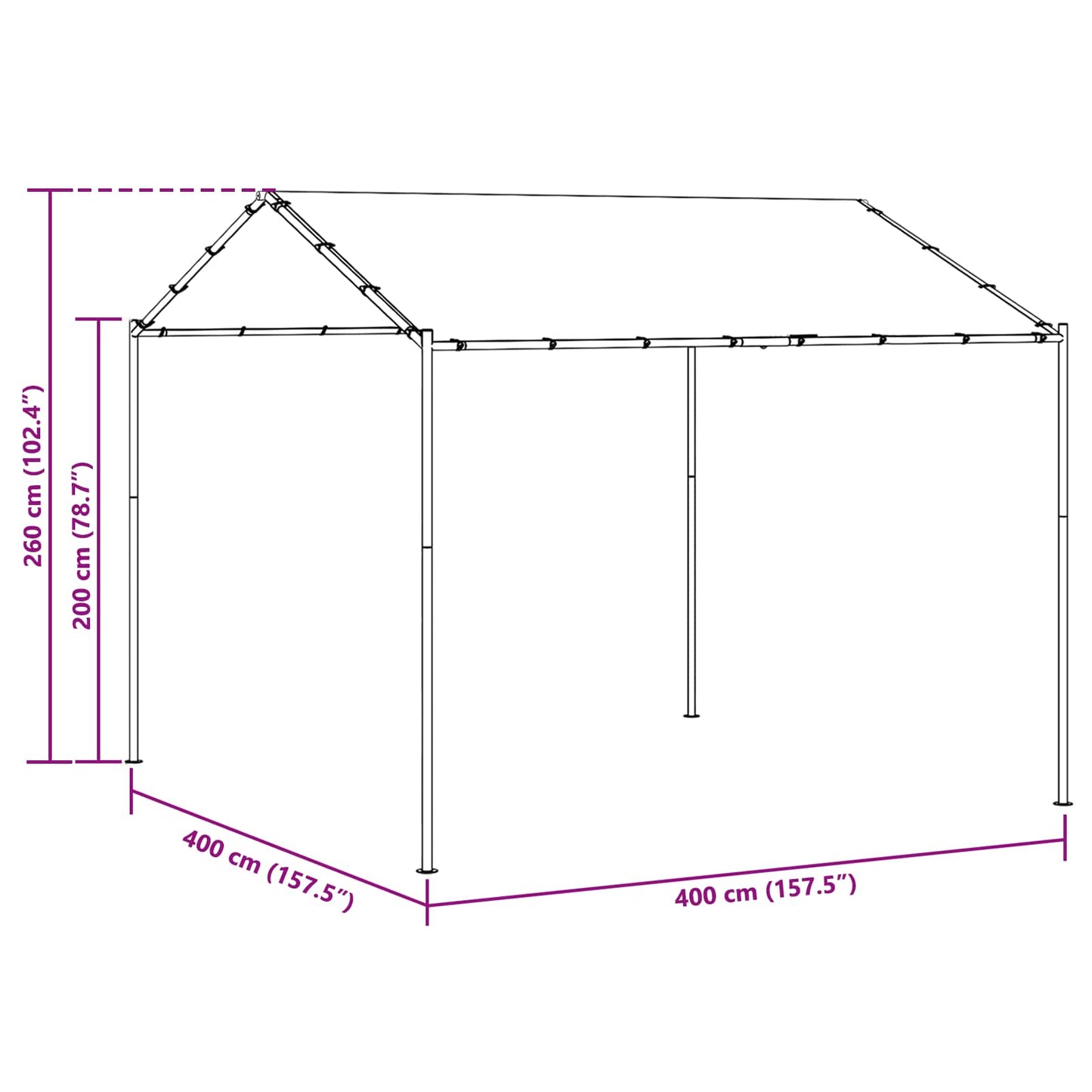 Pavillon 4 x 4 x 2,6 m Gråbrun Polyester og Stål