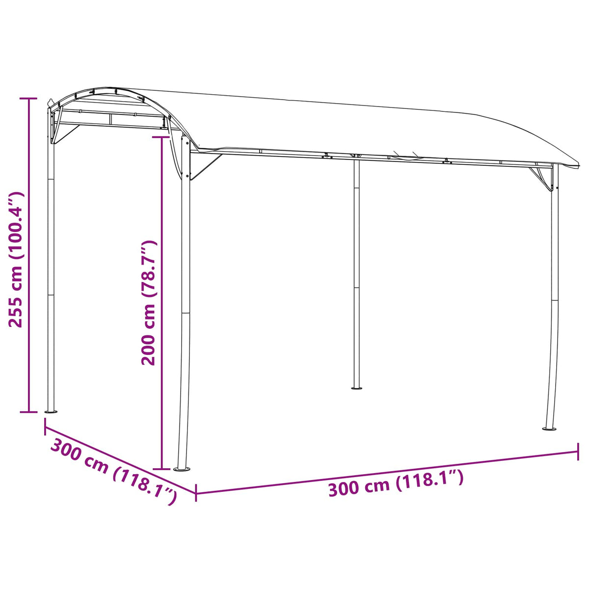 Pavillon 3 x 3 x 2,55 m Grøn Pulverlakeret stål og stof 180 gsm