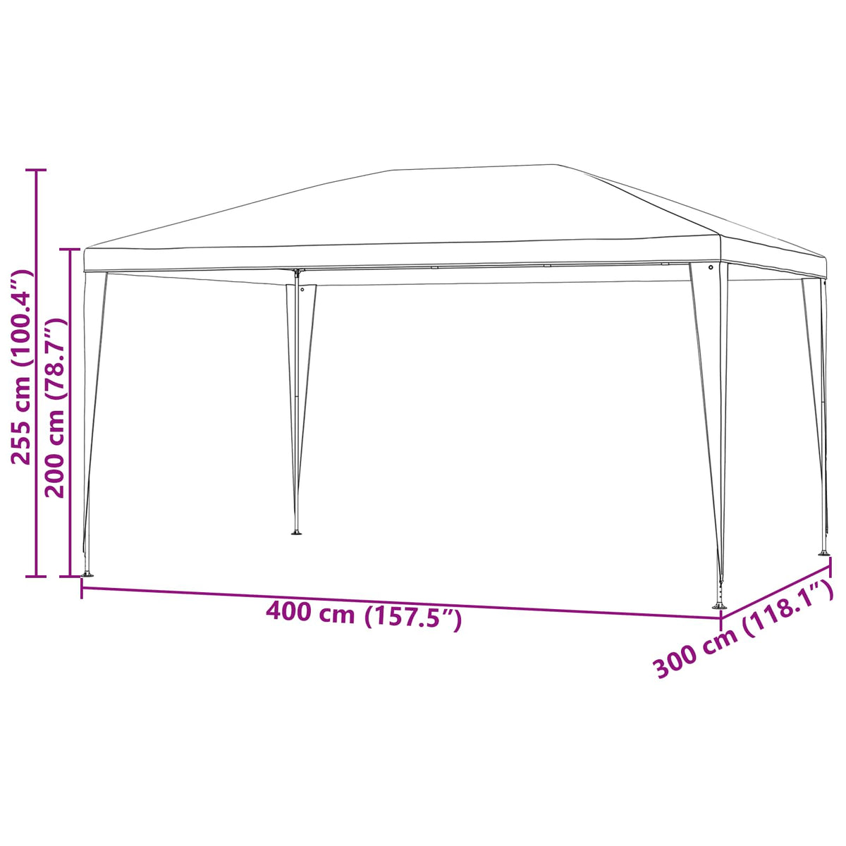Party Tent 400 x 300 x 255 cm Rød PE og stål