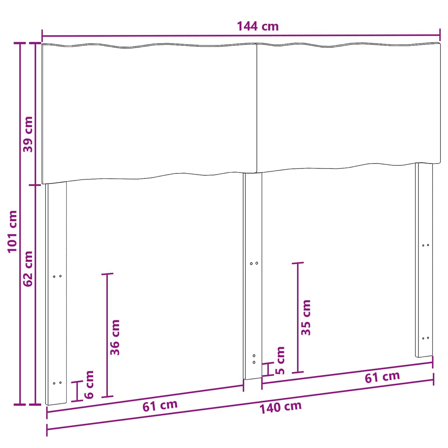 Sengegavl med naturkant ROSTOCK Mørk Brun 140 cm