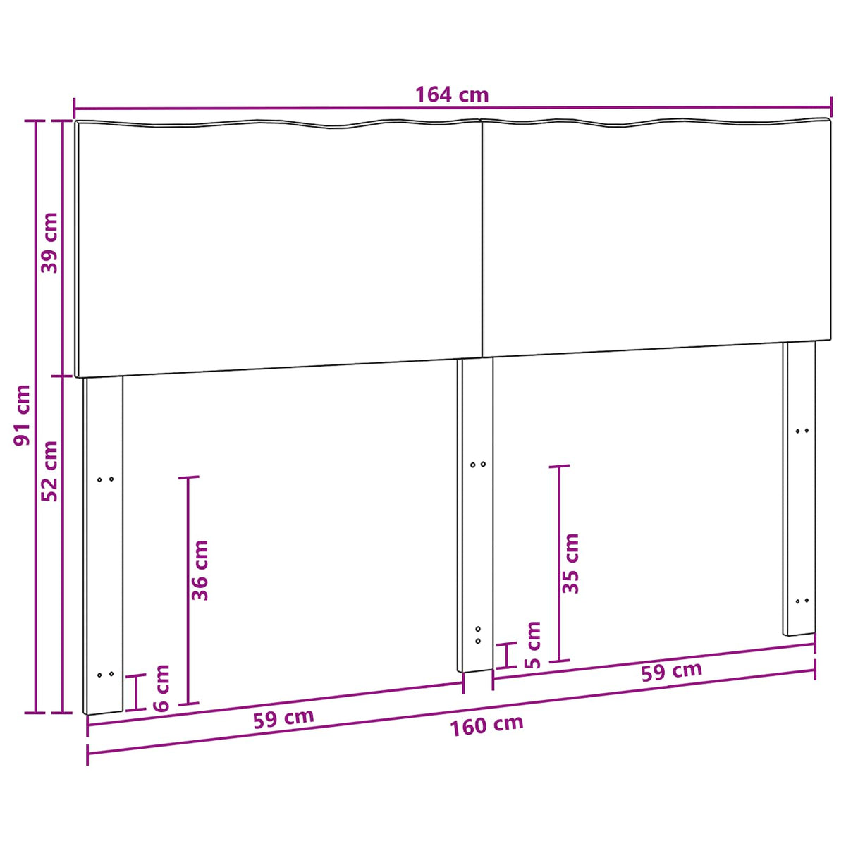 Sengegavl med naturkant ROSTOCK Naturfarvet 160 cm