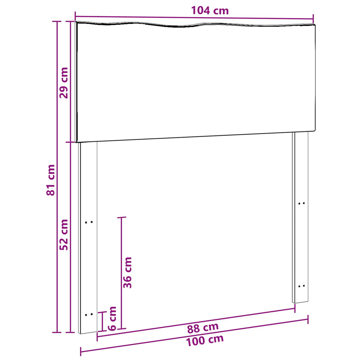 Sengegavl med naturkant ROSTOCK Mørk Brun 100 cm