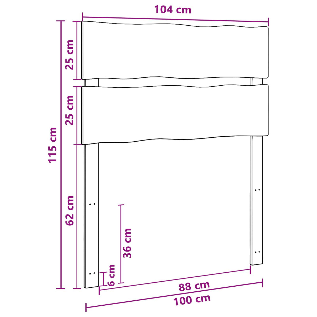 Sengegavl med levende kant ROSTOCK Mørk Brun 100 cm