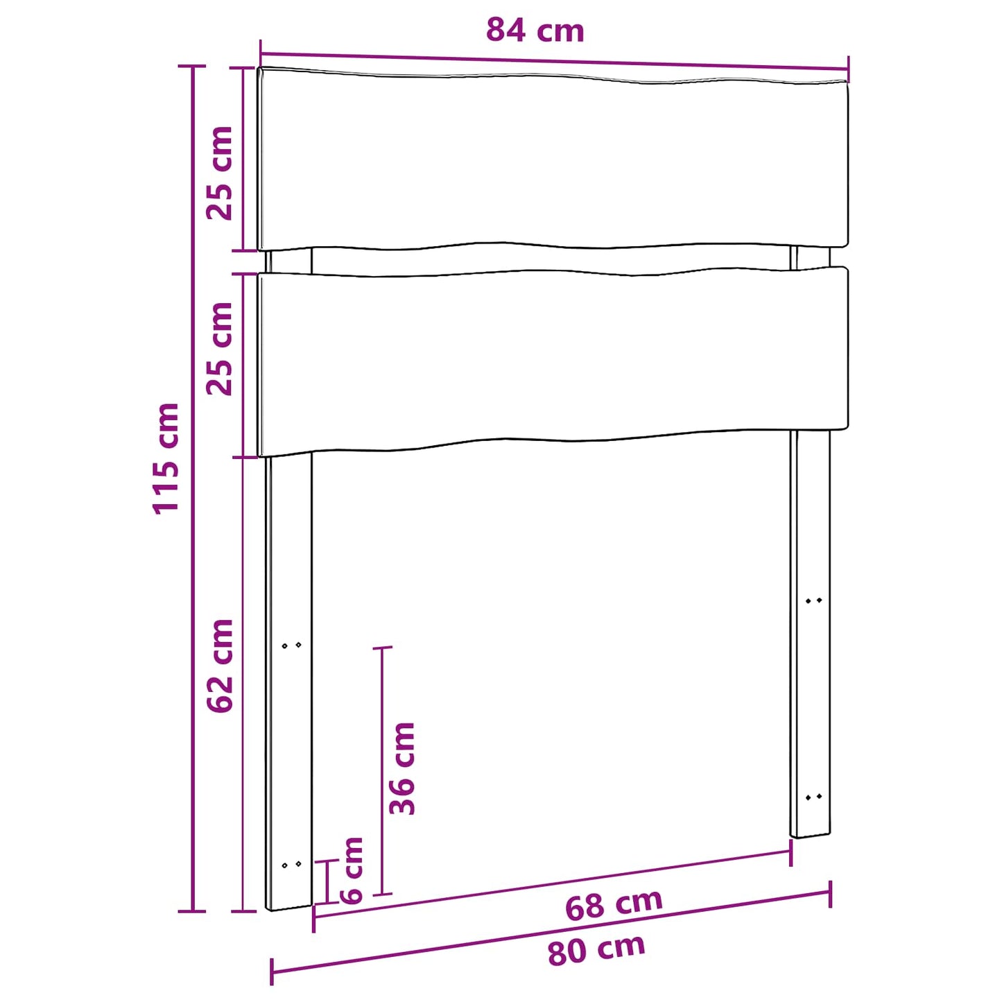 Sengegavl med levende kant ROSTOCK Mørk Brun 80 cm