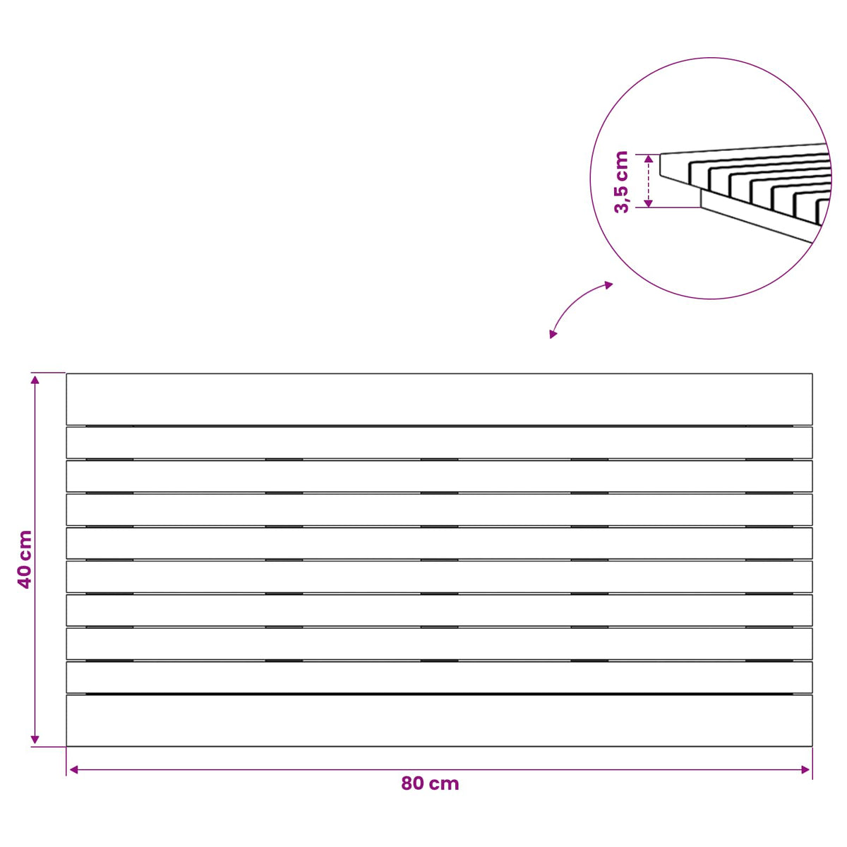 Bordplade 80 x 40 x 3,5 cm Rektangulær Massiv Teaktræ
