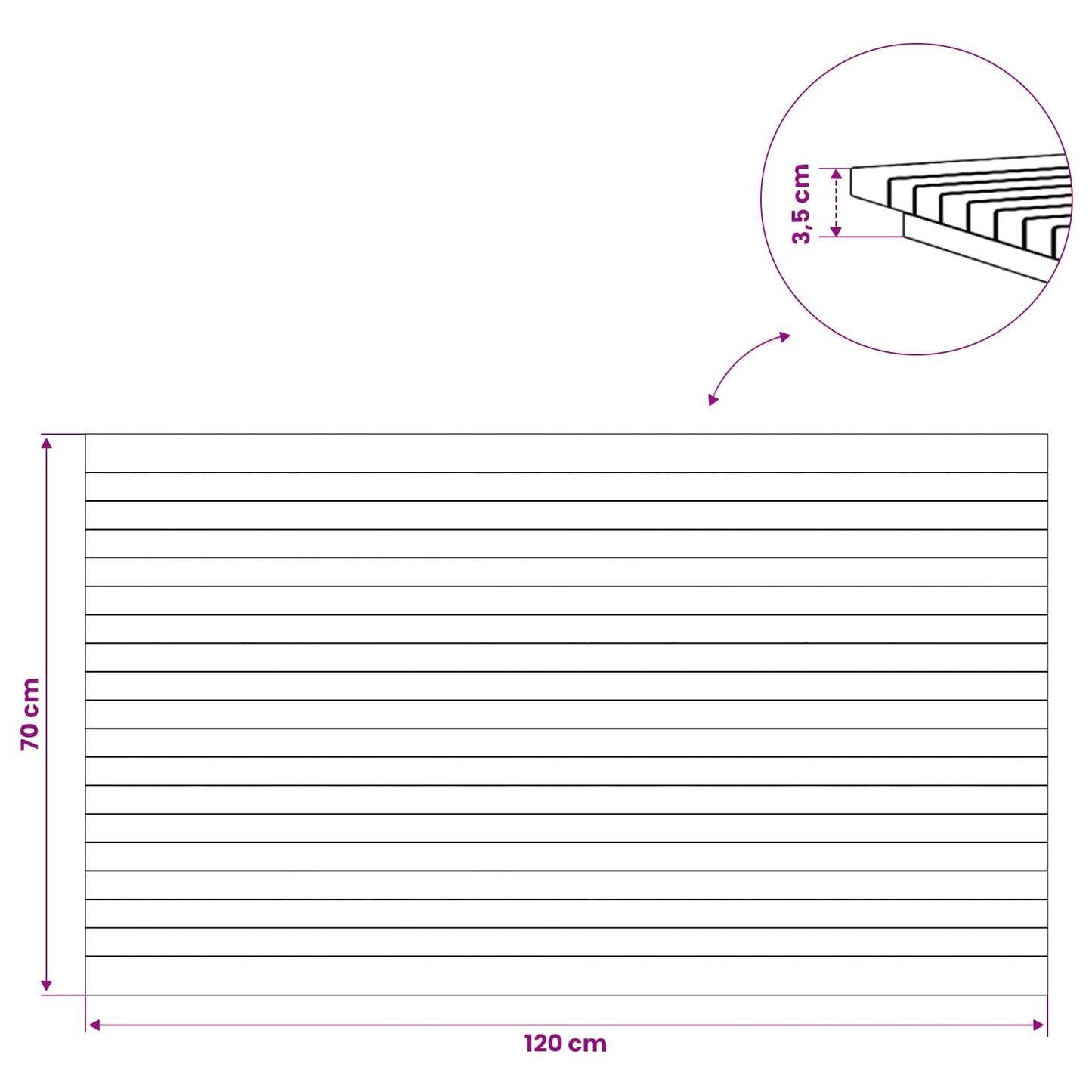 Bordplade 120 x 70 x 3,5 cm Rektangulær Massiv Teaktræ