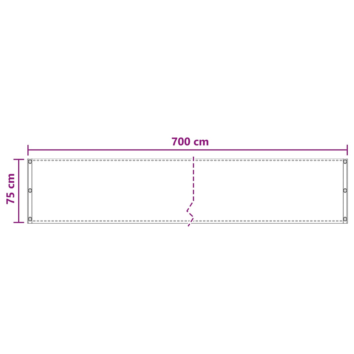 Altan Skærm Hvid 75 x 700 cm HDPE og Aluminium