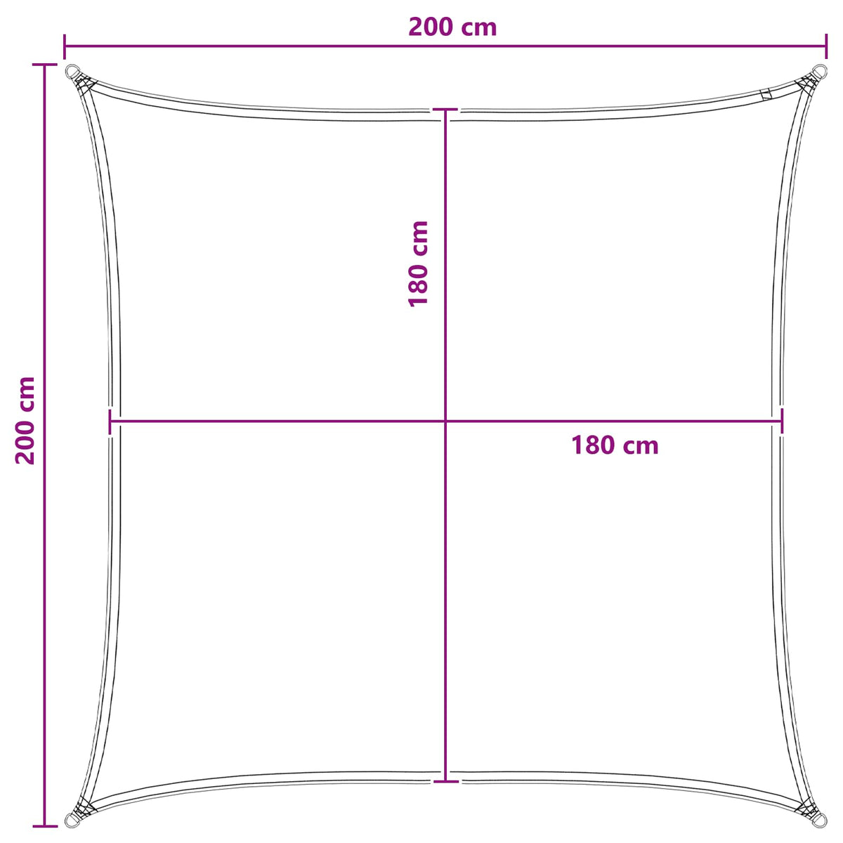 Solsejl Anthracit og hvid 2 x 2 m HDPE