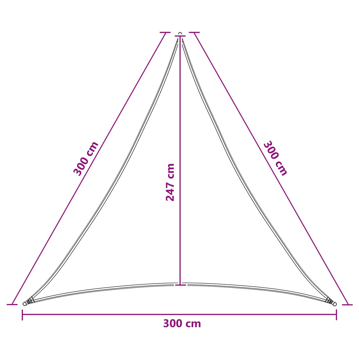 Solsejl 3 x 3 x 3 m HDPE Trekantet Anthracit og hvid