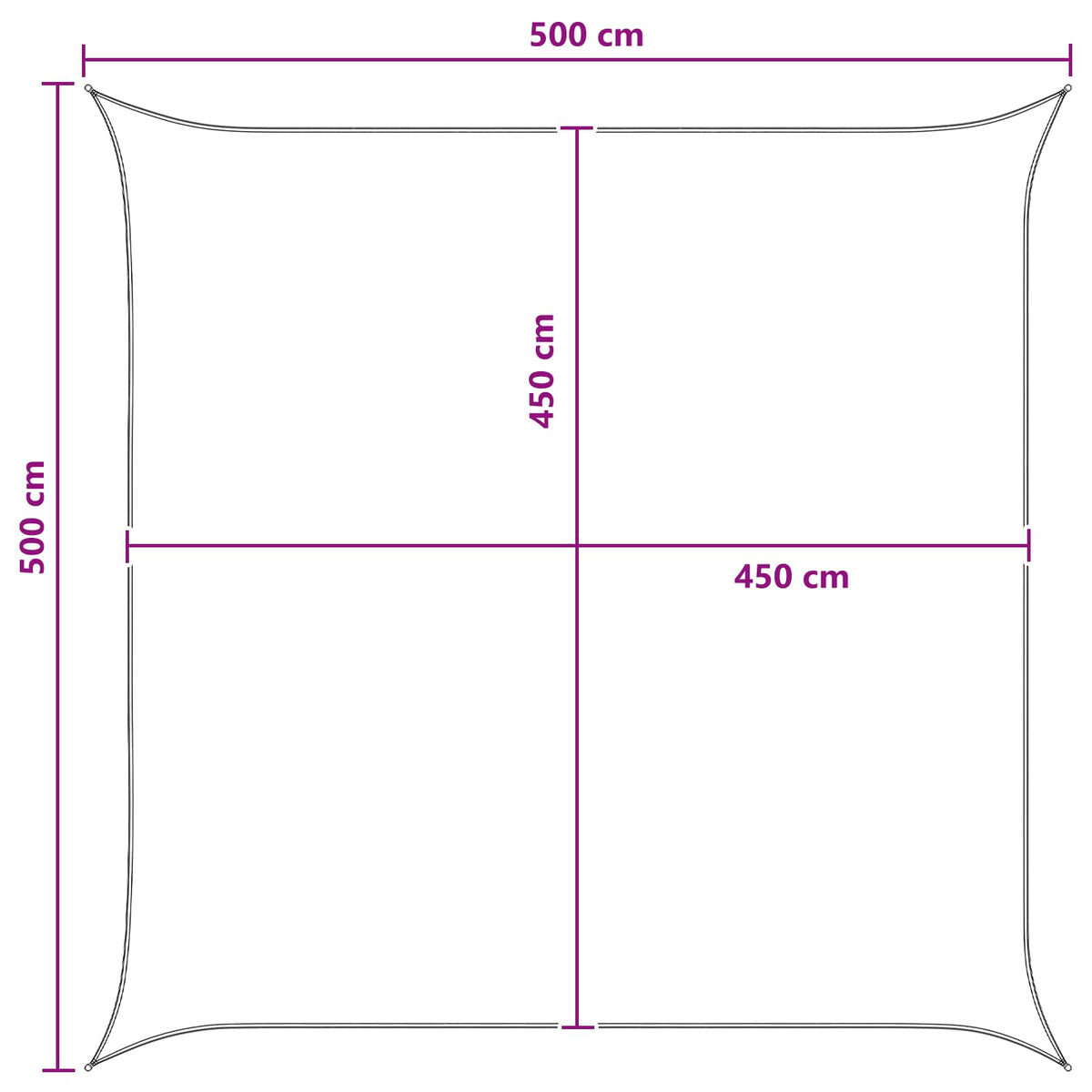 Solsejl Blå og Hvid 5 x 5 m HDPE