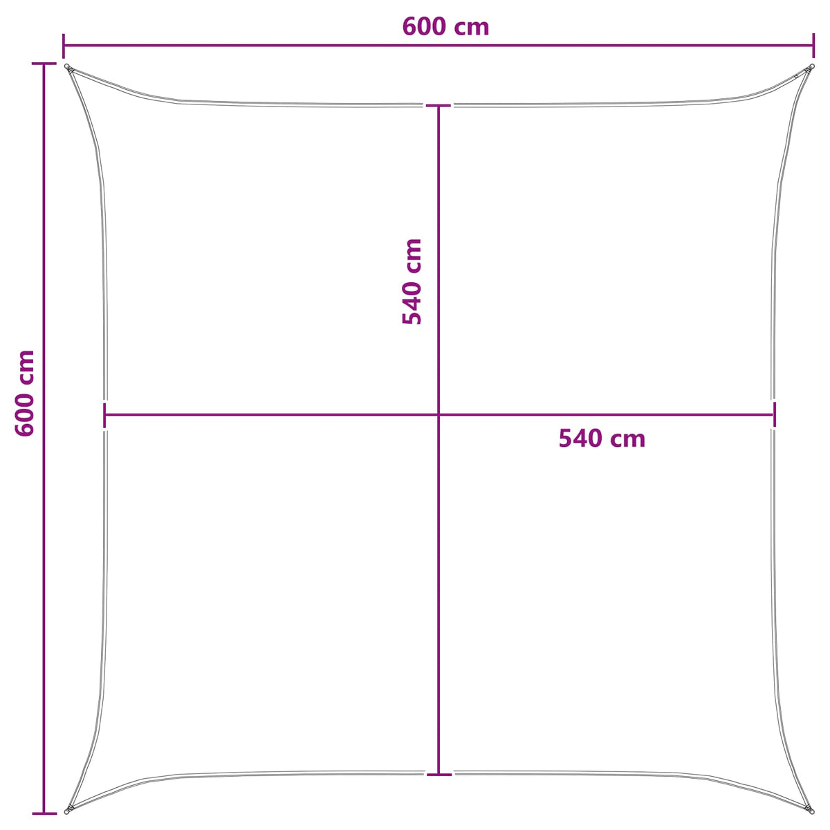 Solsejl Blå og Hvid 6 x 6 m HDPE
