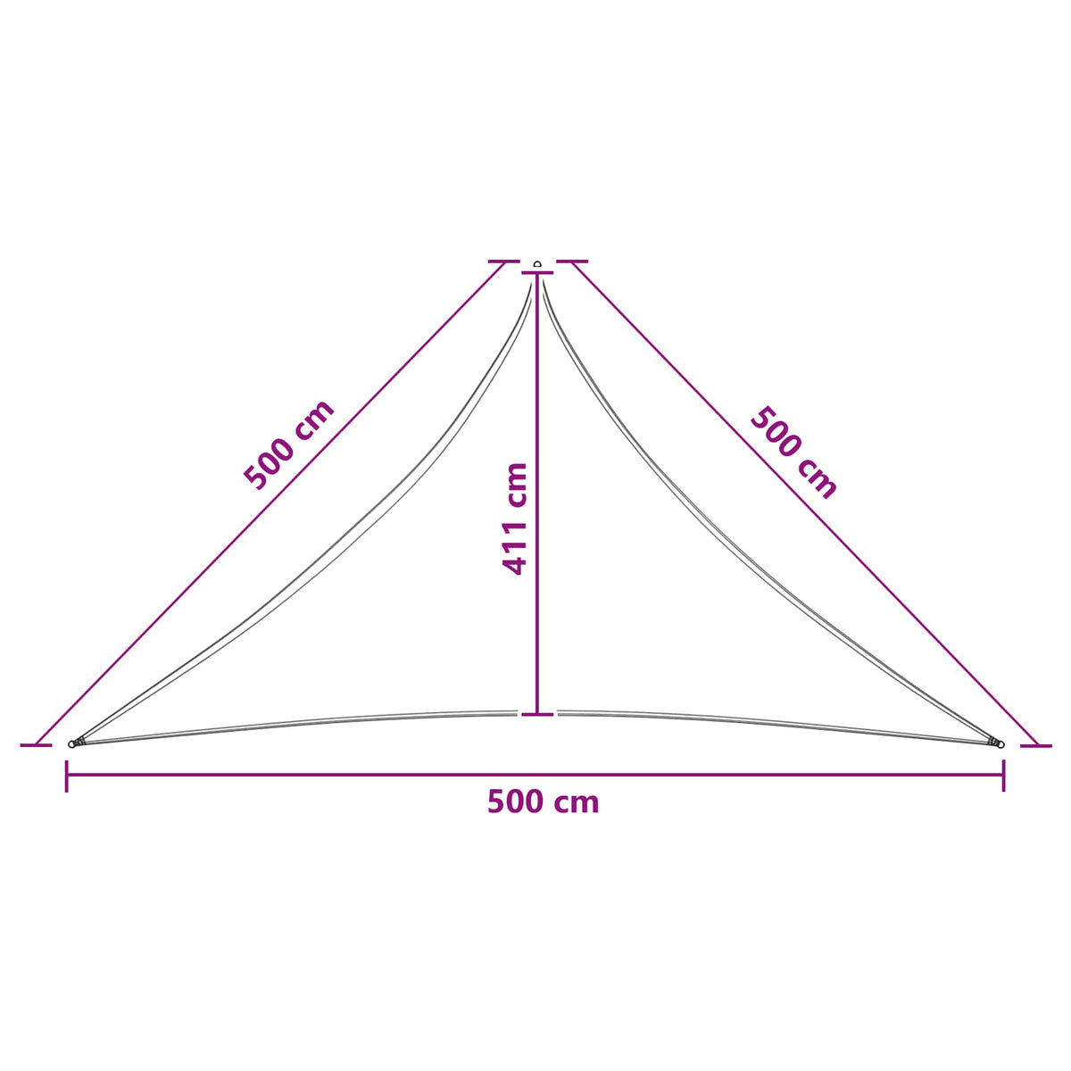 Solsejl 5 x 5 x 5 m HDPE Trekantet Blå og Hvid