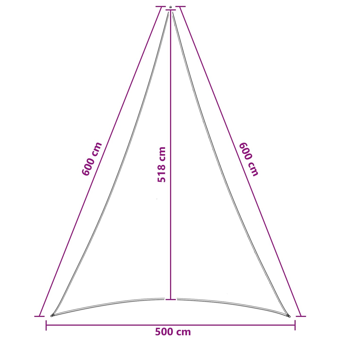Solsejl 5 x 6 x 6 m HDPE Trekantet Blå og Hvid