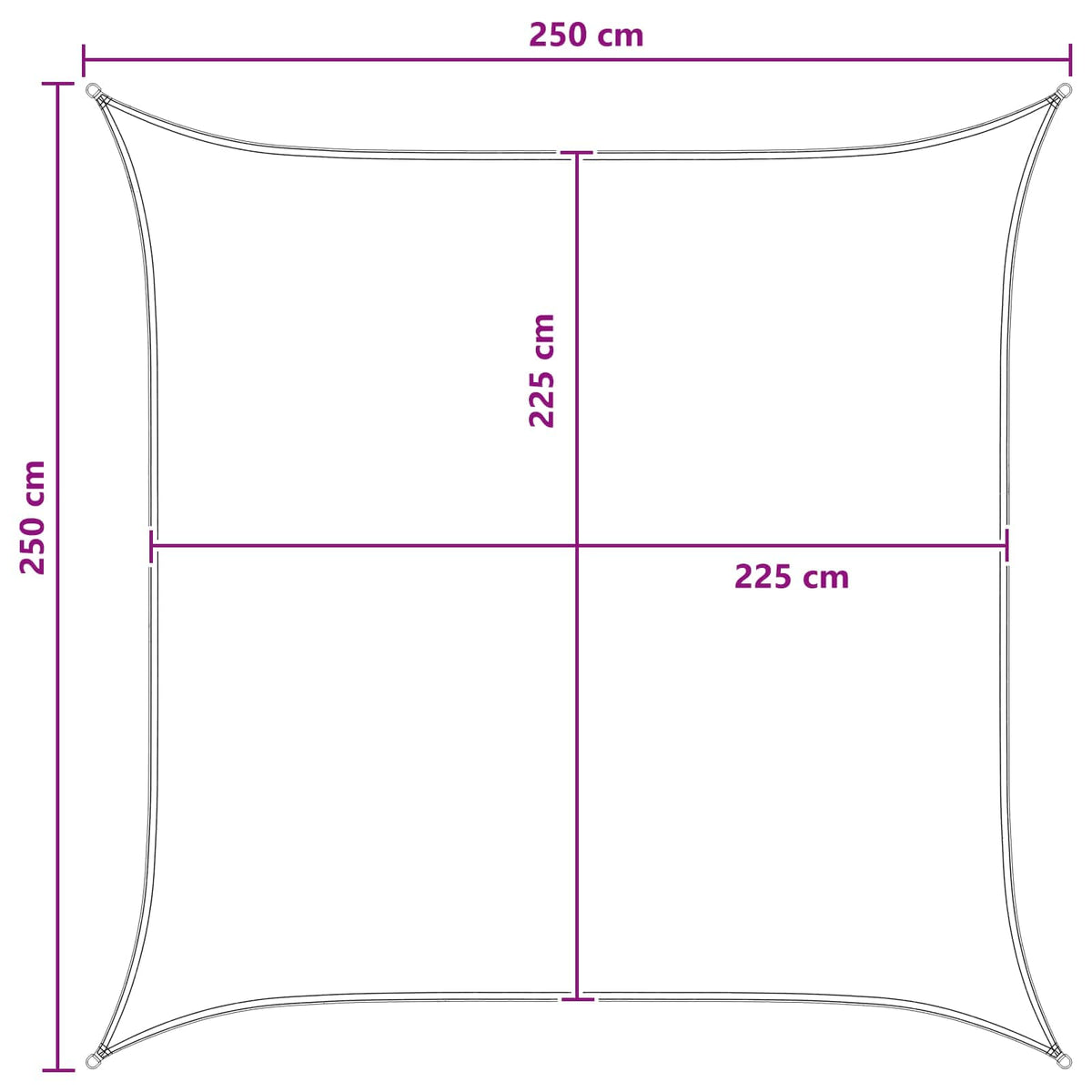 Solsejl Lys Grå og Hvid 2,5 x 2,5 m HDPE