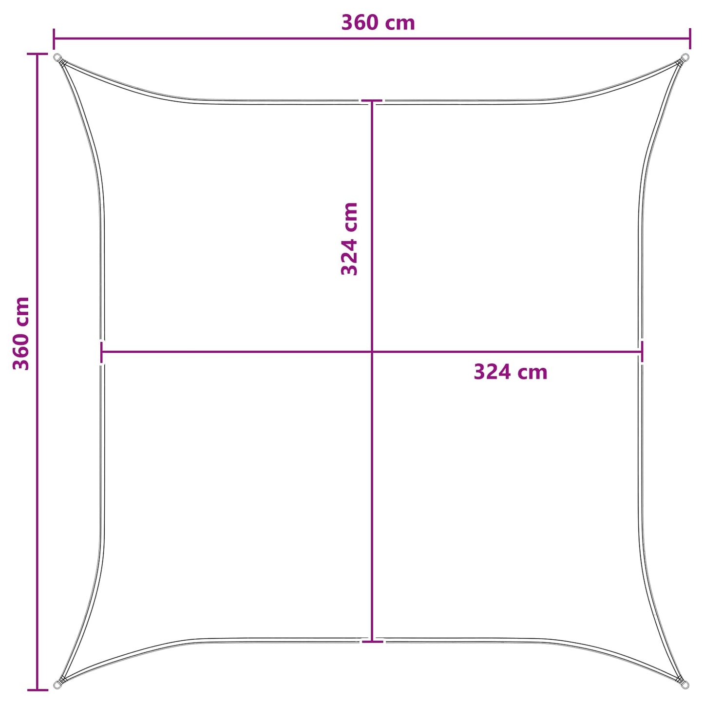 Solsejl Lys Grå og Hvid 3,6 x 3,6 m HDPE