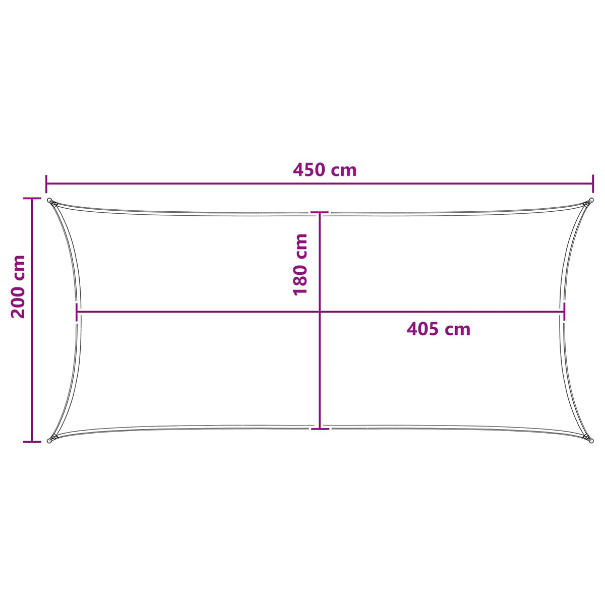 Solsejl 2 x 4,5 m HDPE Rektangulær Lys Grå og Hvid