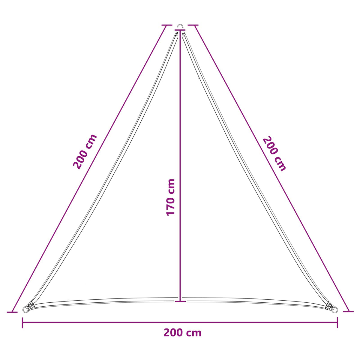 Solsejl 2 x 2 x 2 m HDPE Trekantet Lys Grå og Hvid
