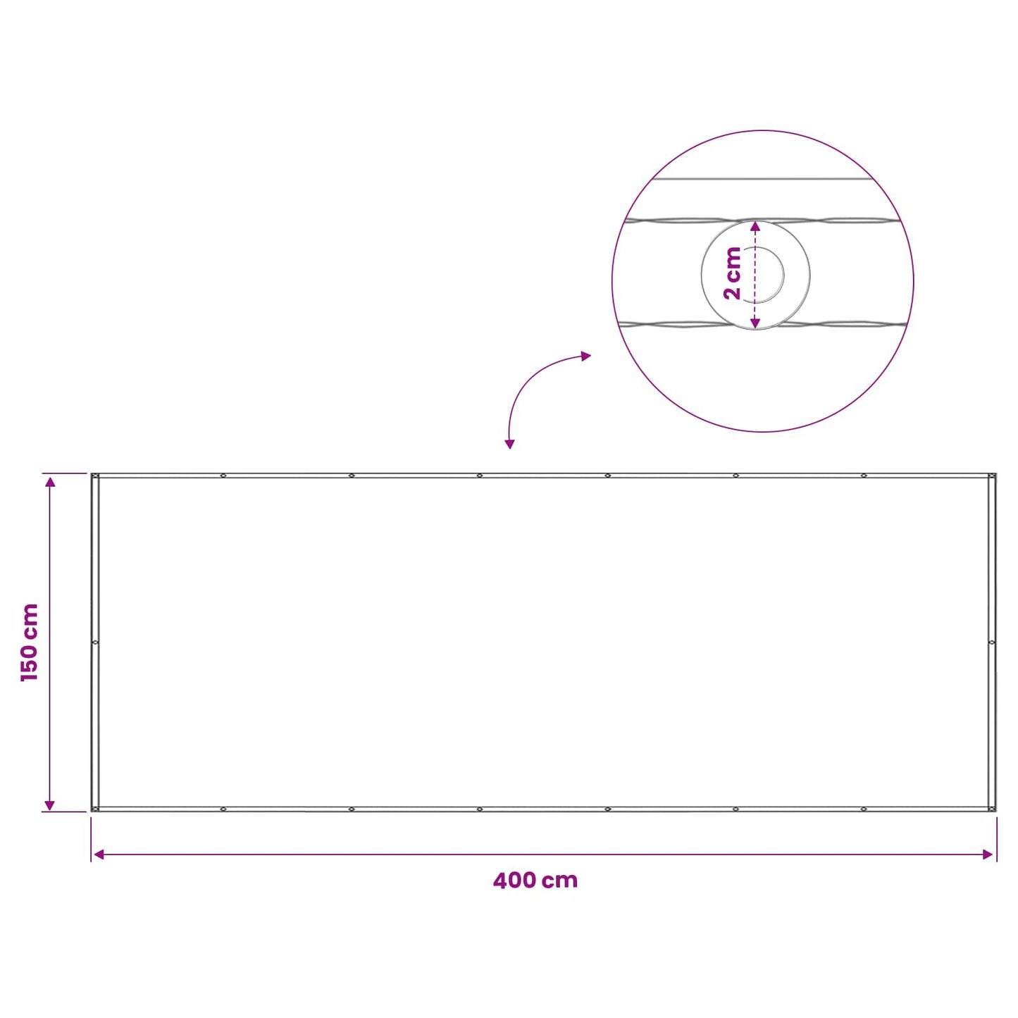 Balkon Afskærmning 150 x 400 cm Stof med PU-belægning