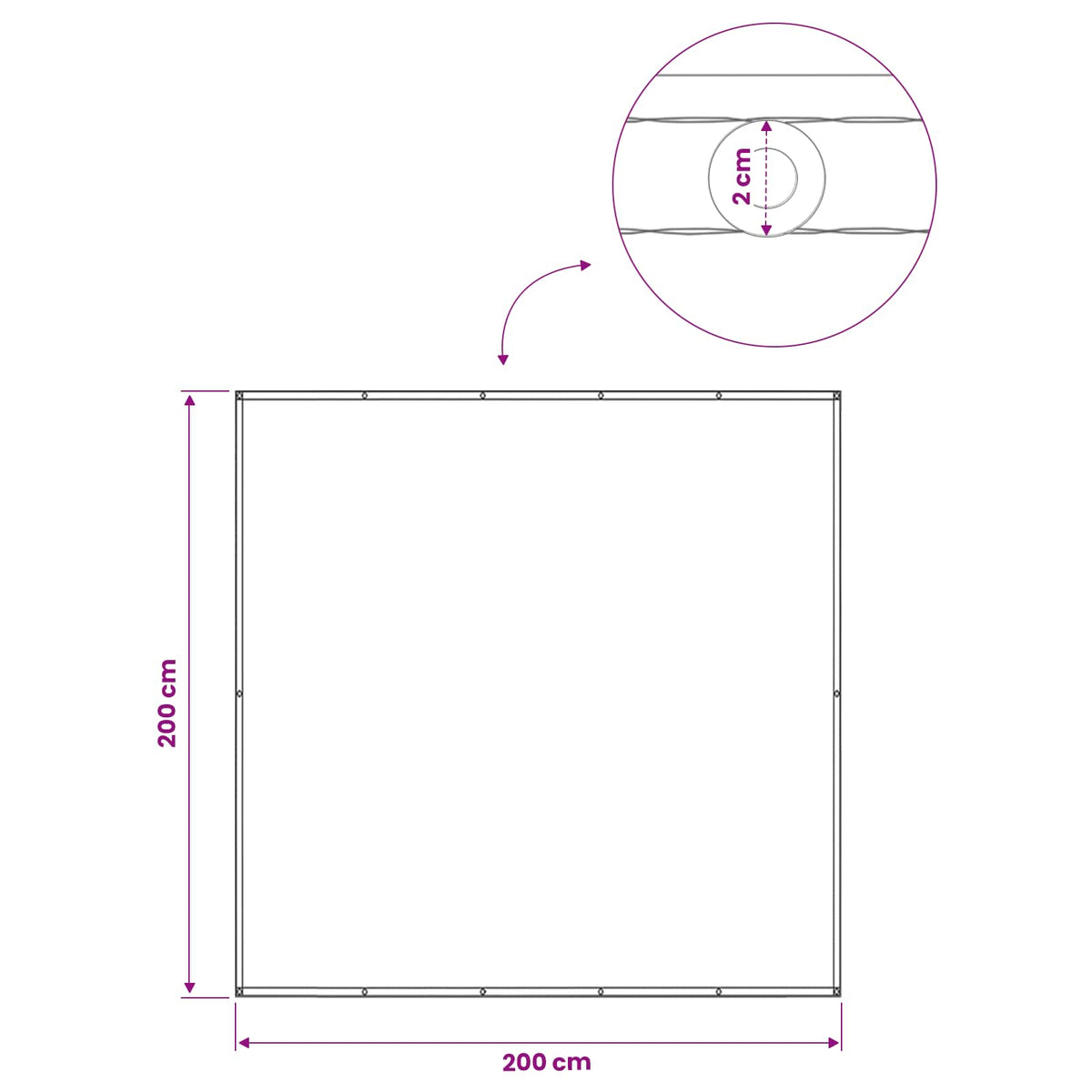 Balkon Afskærmning 200 x 200 cm Stof med PU-belægning Sort