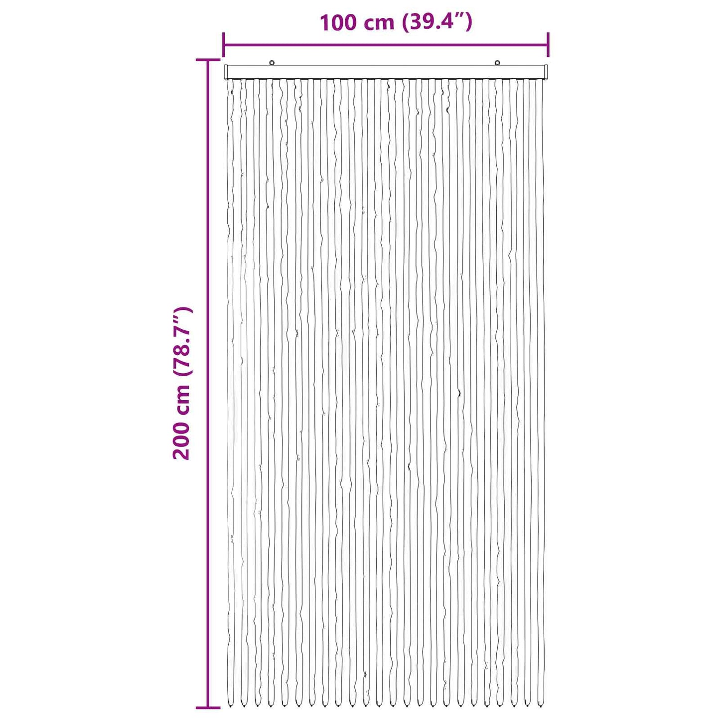 Insektgardin i chenille Grå og sort 100 x 200 cm 100% PP